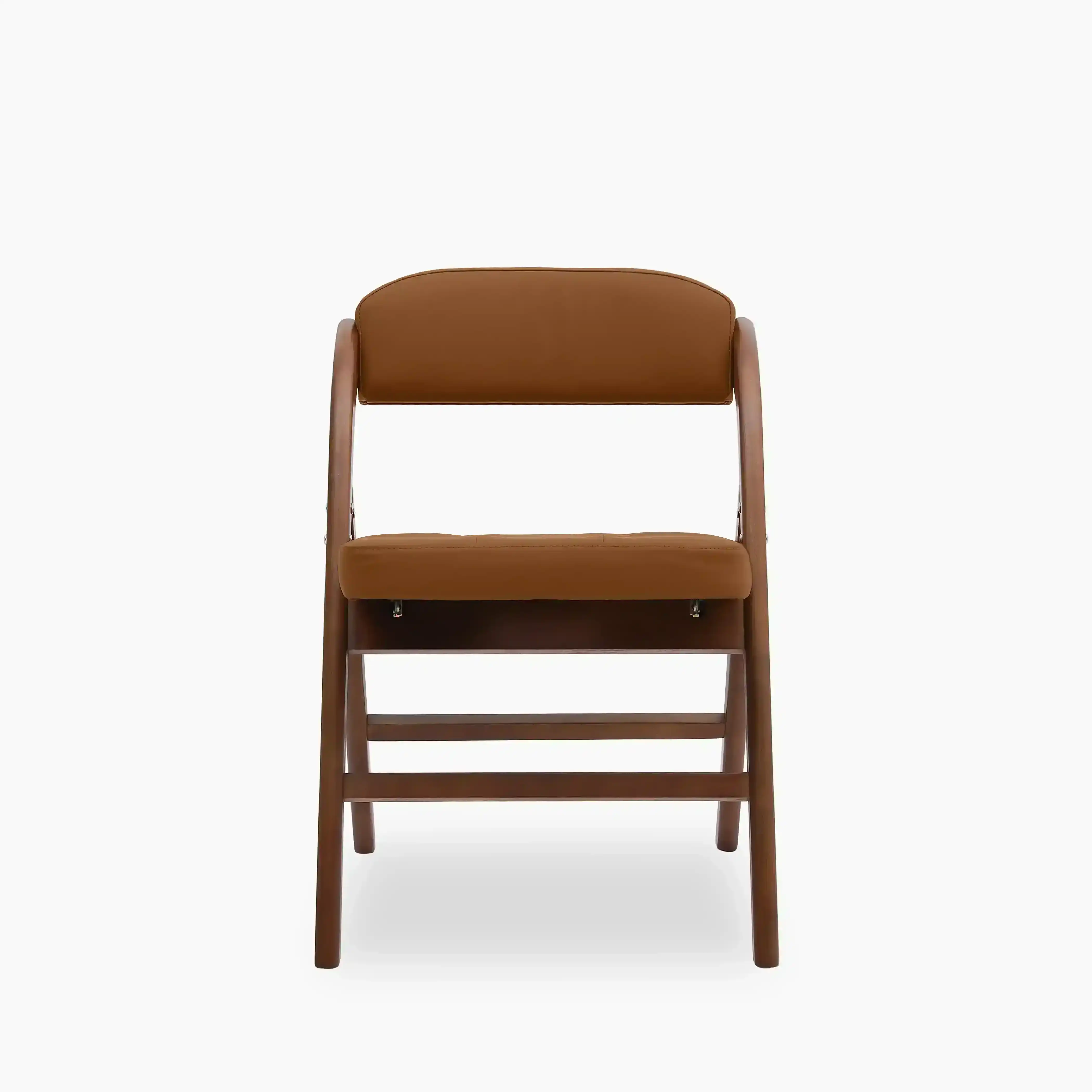 Nomad Folding Dining Chair | Tuscan Tan Faux Leather & Walnut - Image 2