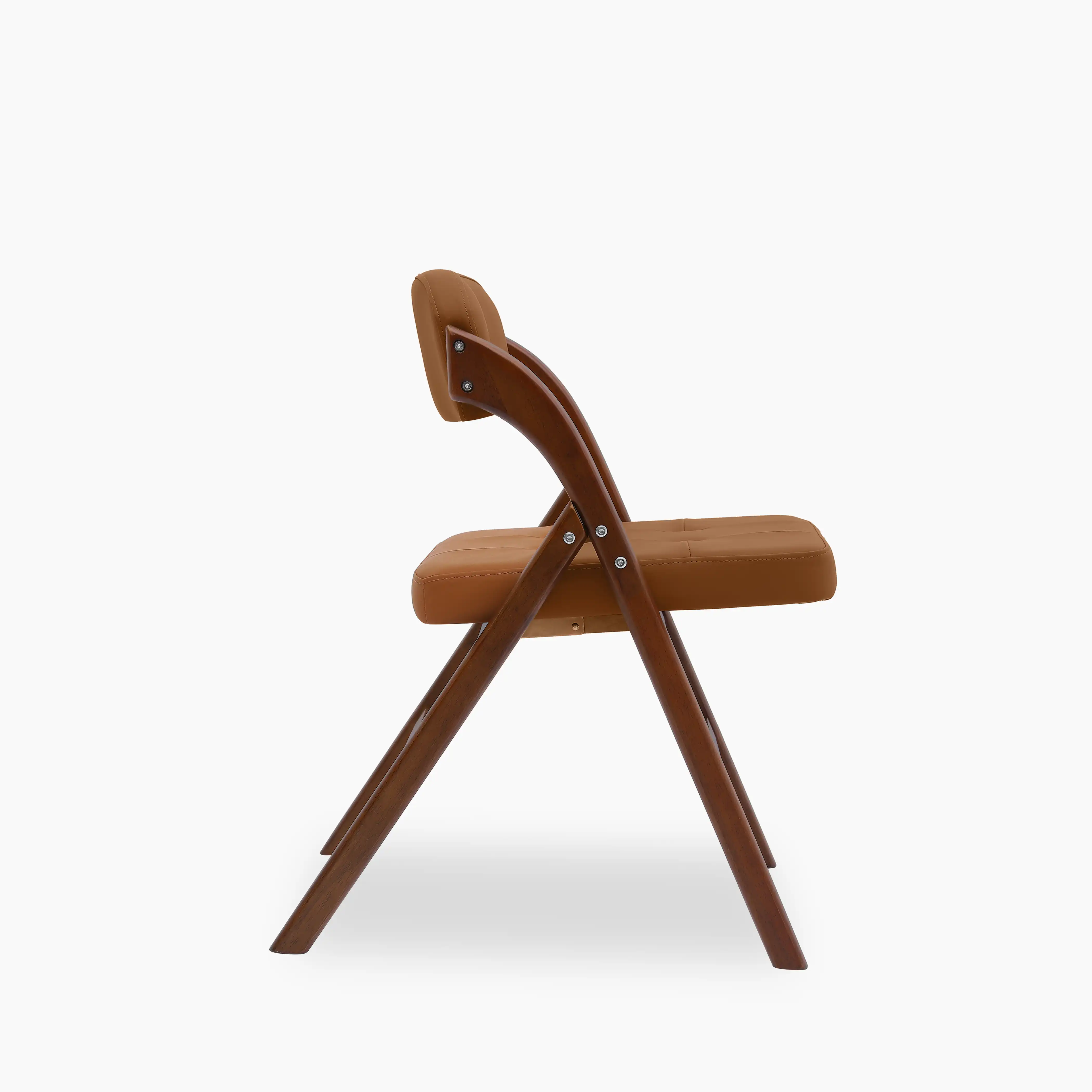 Nomad Folding Dining Chair | Tuscan Tan Faux Leather & Walnut - Image 4