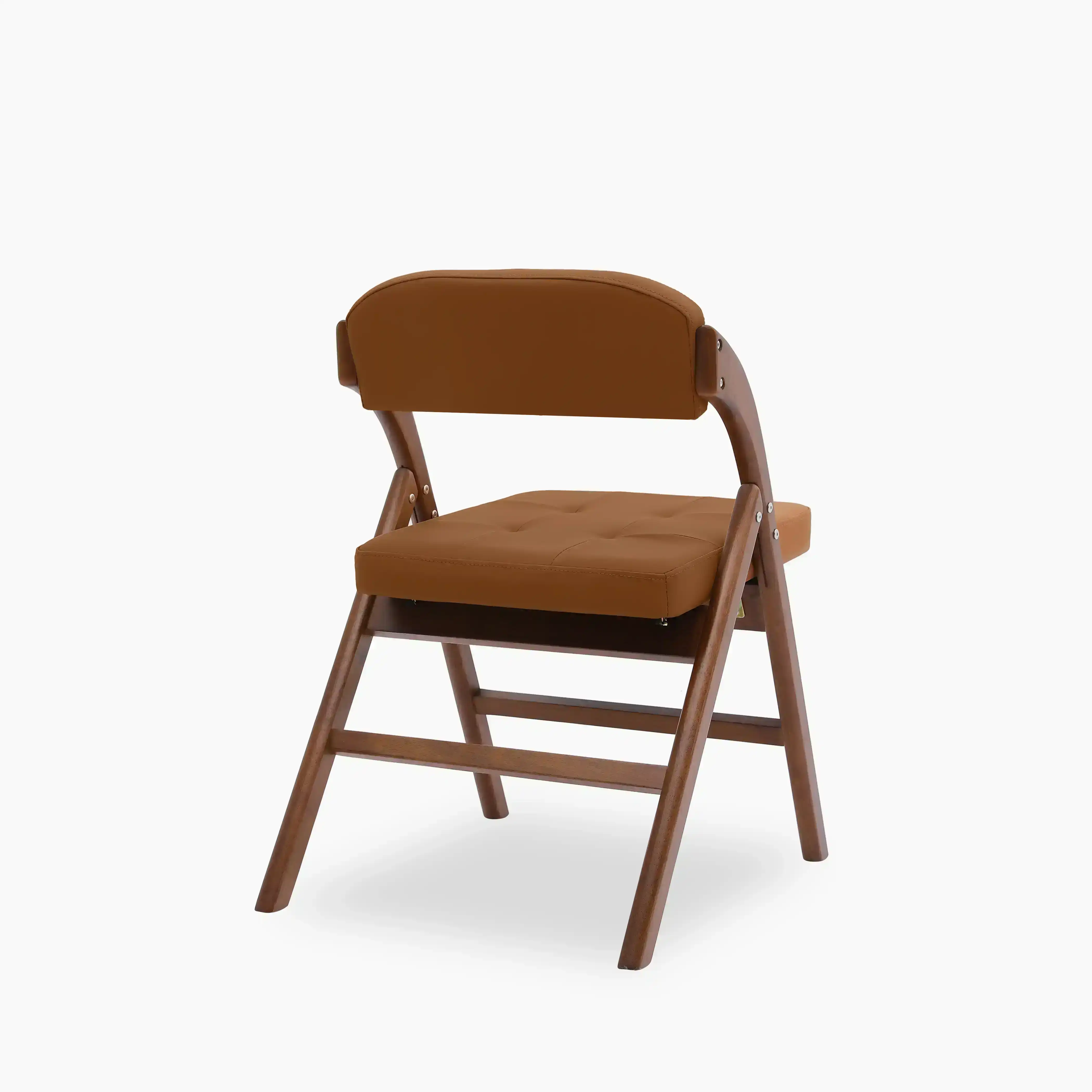 Nomad Folding Dining Chair | Tuscan Tan Faux Leather & Walnut - Image 5