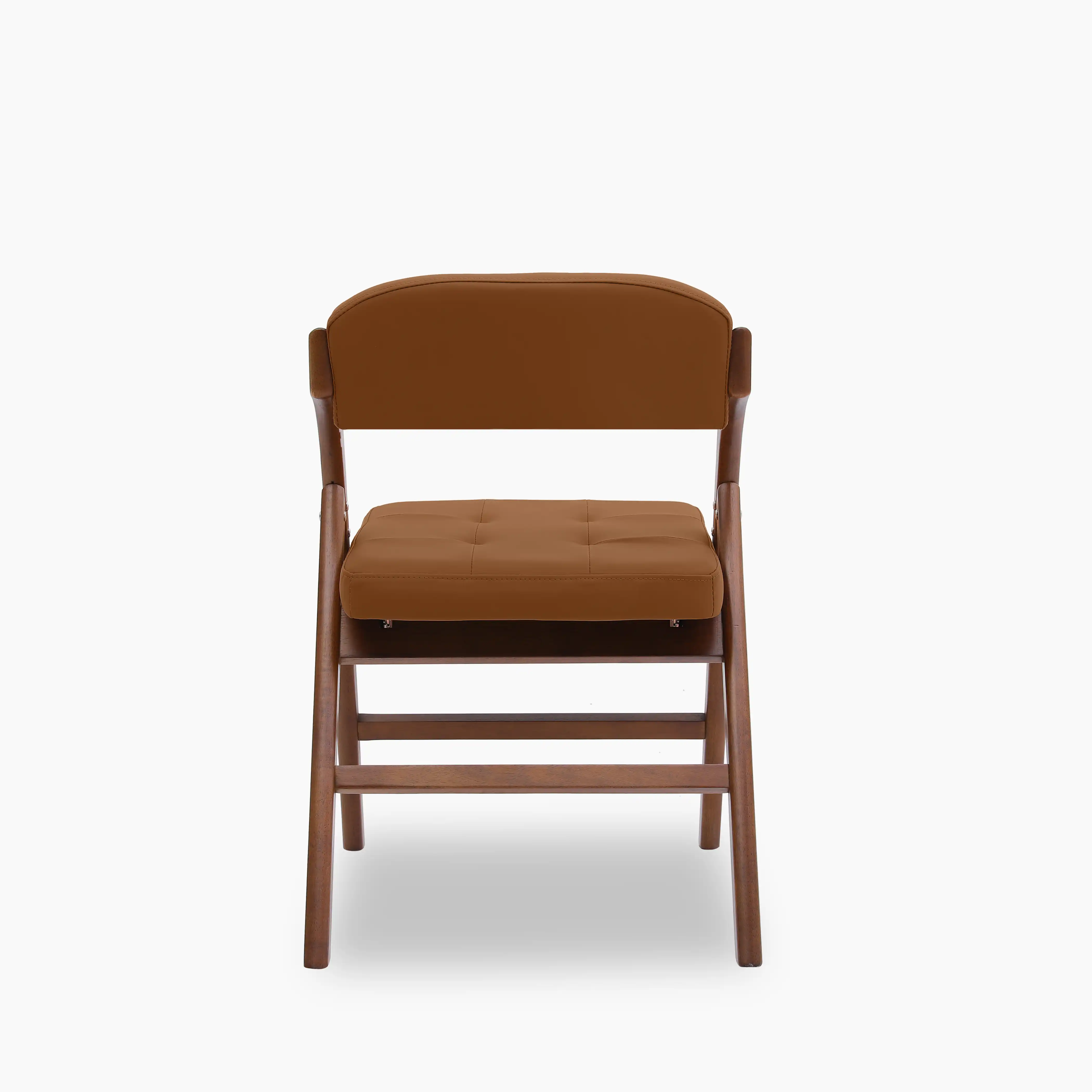 Nomad Folding Dining Chair | Tuscan Tan Faux Leather & Walnut - Image 6