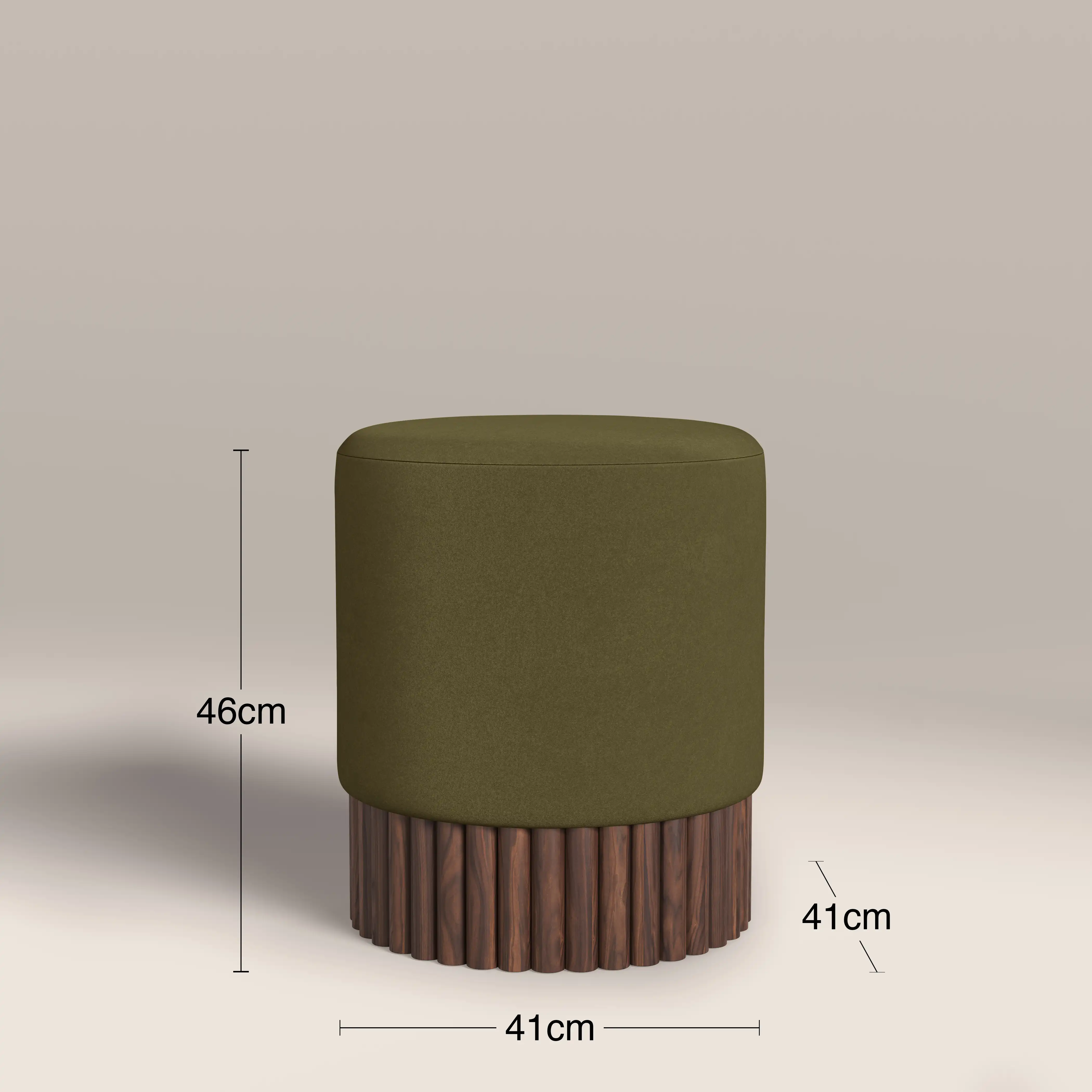 Oberon Pouffe | Moss Green Sustainable Mohair Velvet & Walnut - Image 5