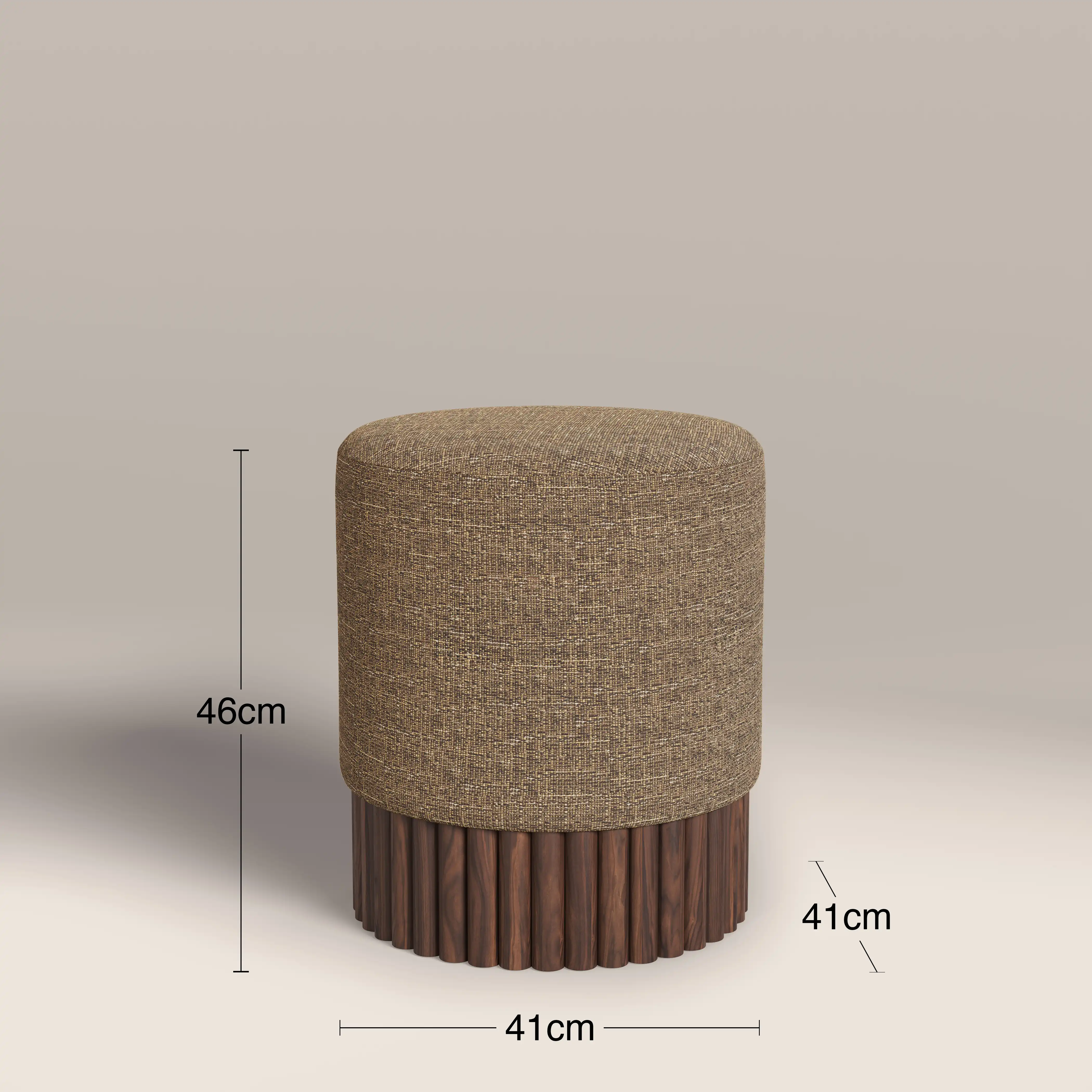 Oberon Pouffe | Speckled Cappuccino Boucle & Walnut - Image 5