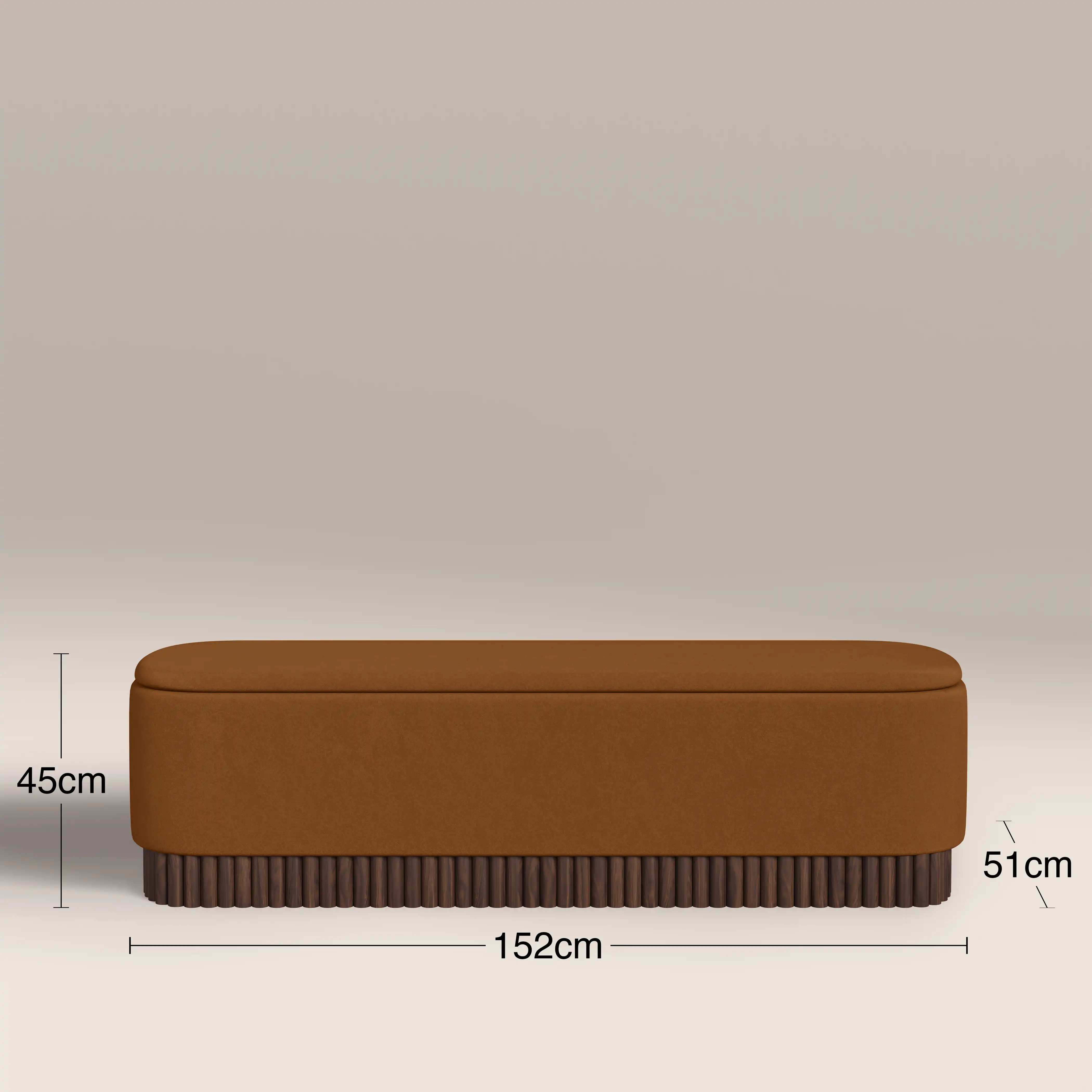 Oberon Storage Ottoman | Caramel Sustainable Mohair Velvet & Walnut - Image 6