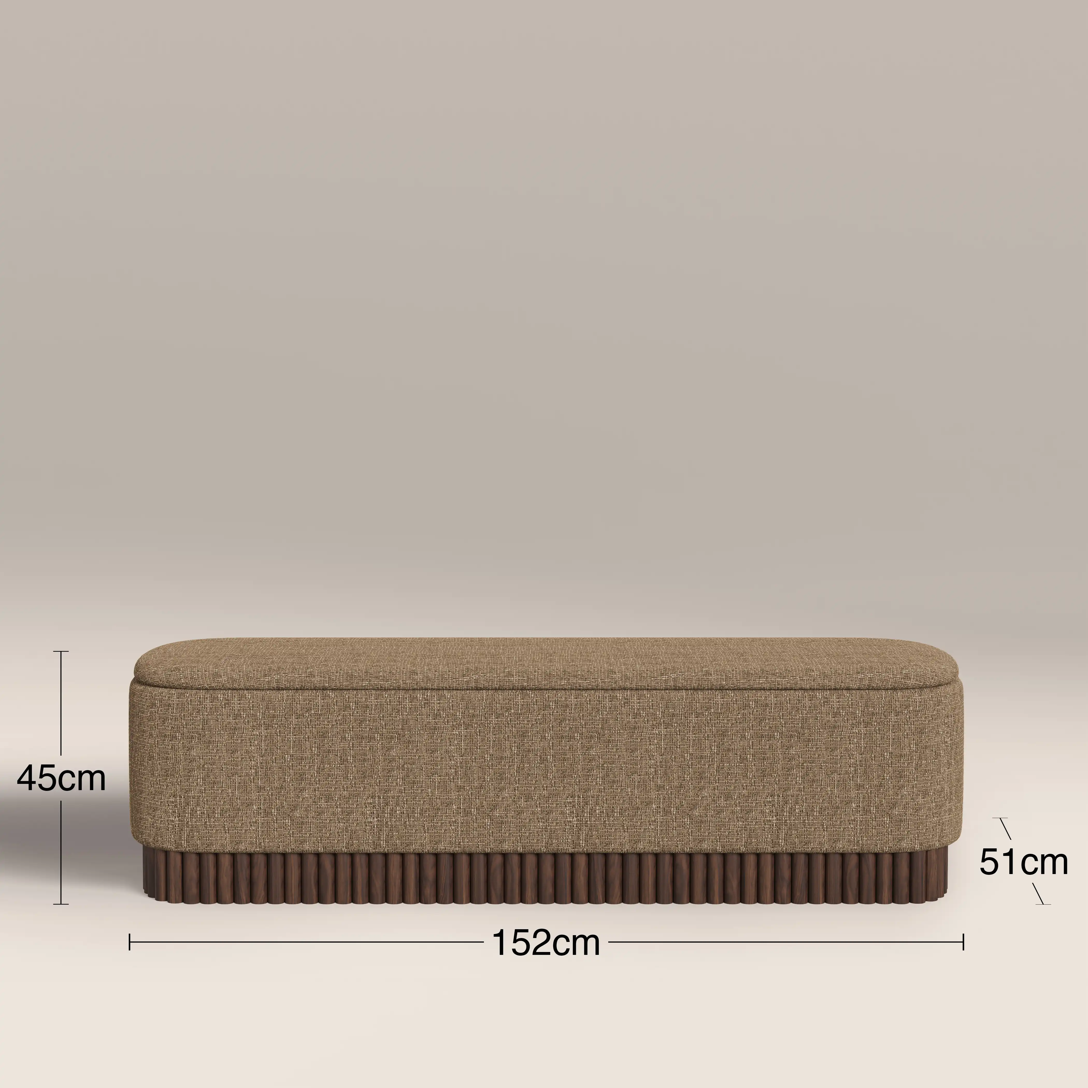Oberon Storage Ottoman | Speckled Cappuccino Boucle & Walnut - Image 6