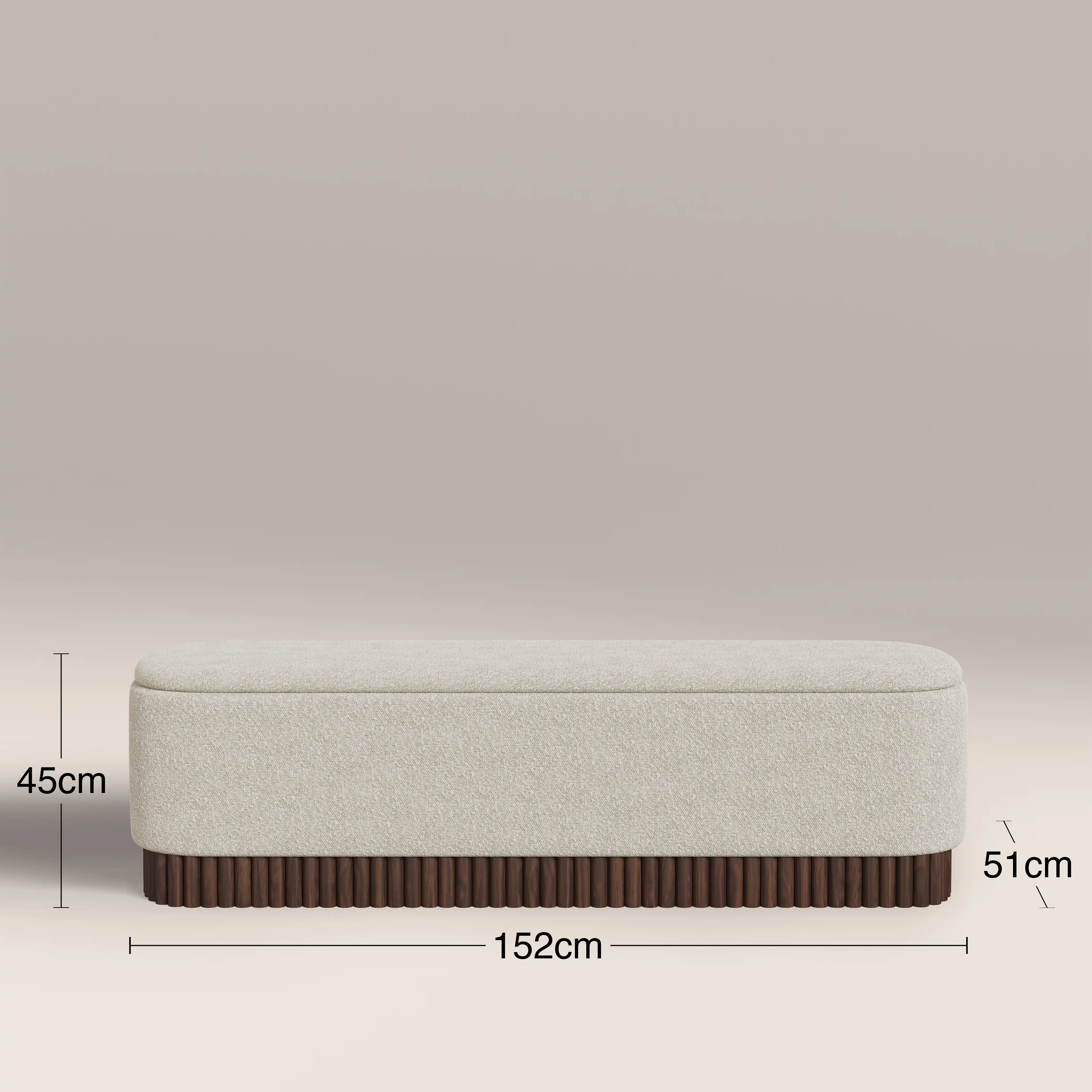 Oberon Storage Ottoman | Speckled Stone Sustainable Boucle & Walnut - Image 6