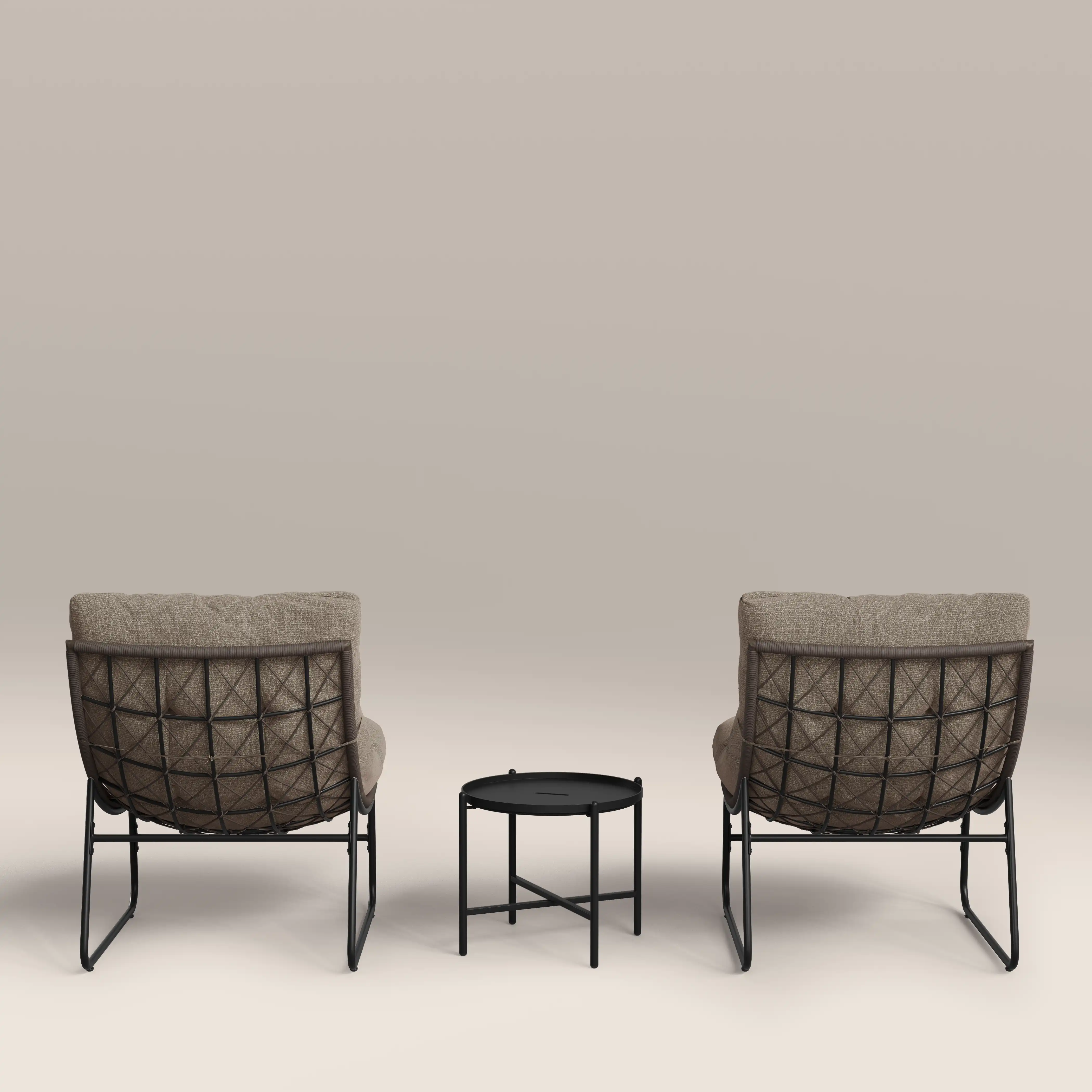 Odessa Garden Bistro Lounge Set |  Natural Boucle & Charcoal Black - Image 5