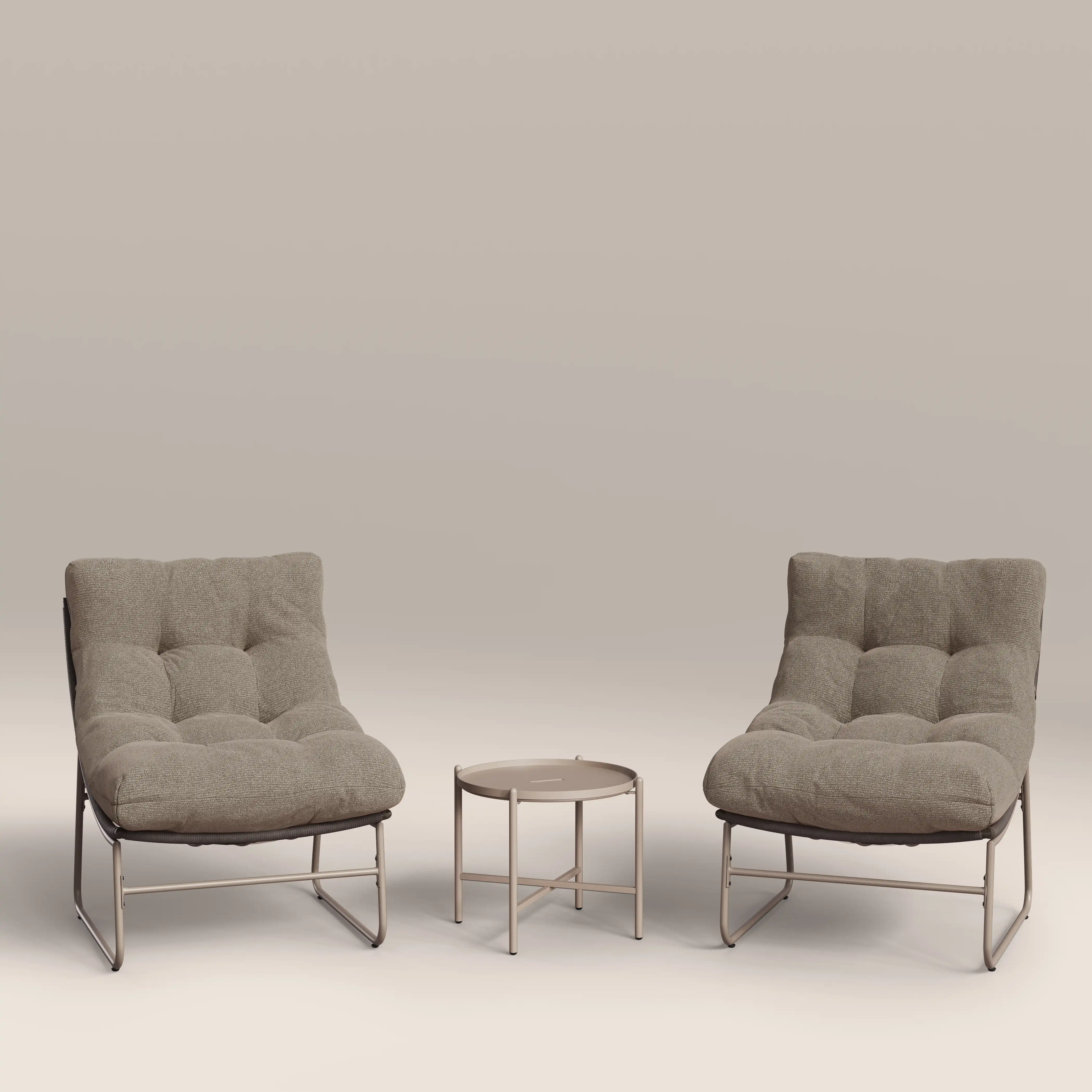Odessa Garden Bistro Lounge Set | Natural Boucle & Taupe - Image 2