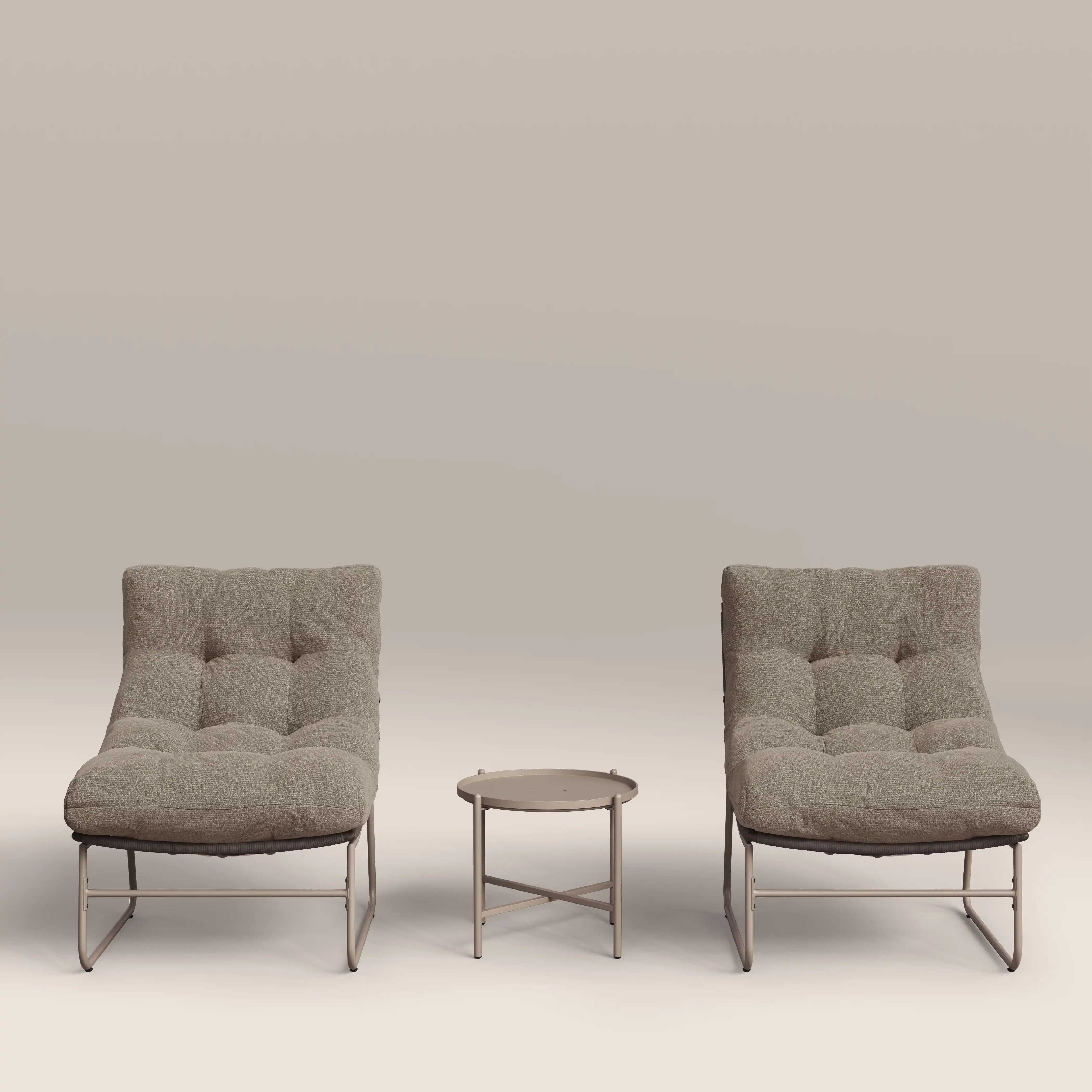 Odessa Garden Bistro Lounge Set | Natural Boucle & Taupe - Image 4