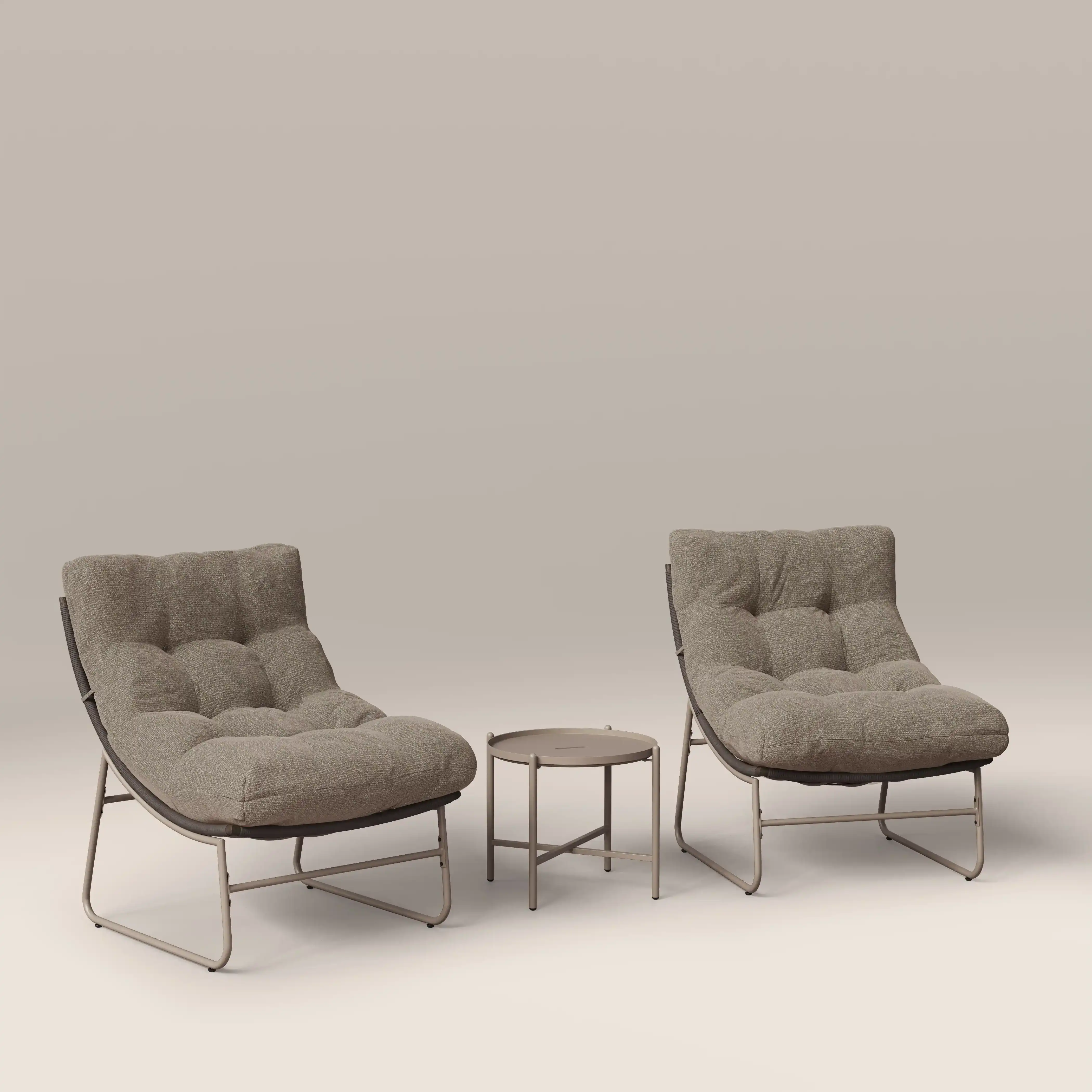 Odessa Garden Bistro Lounge Set | Natural Boucle & Taupe - Image 5