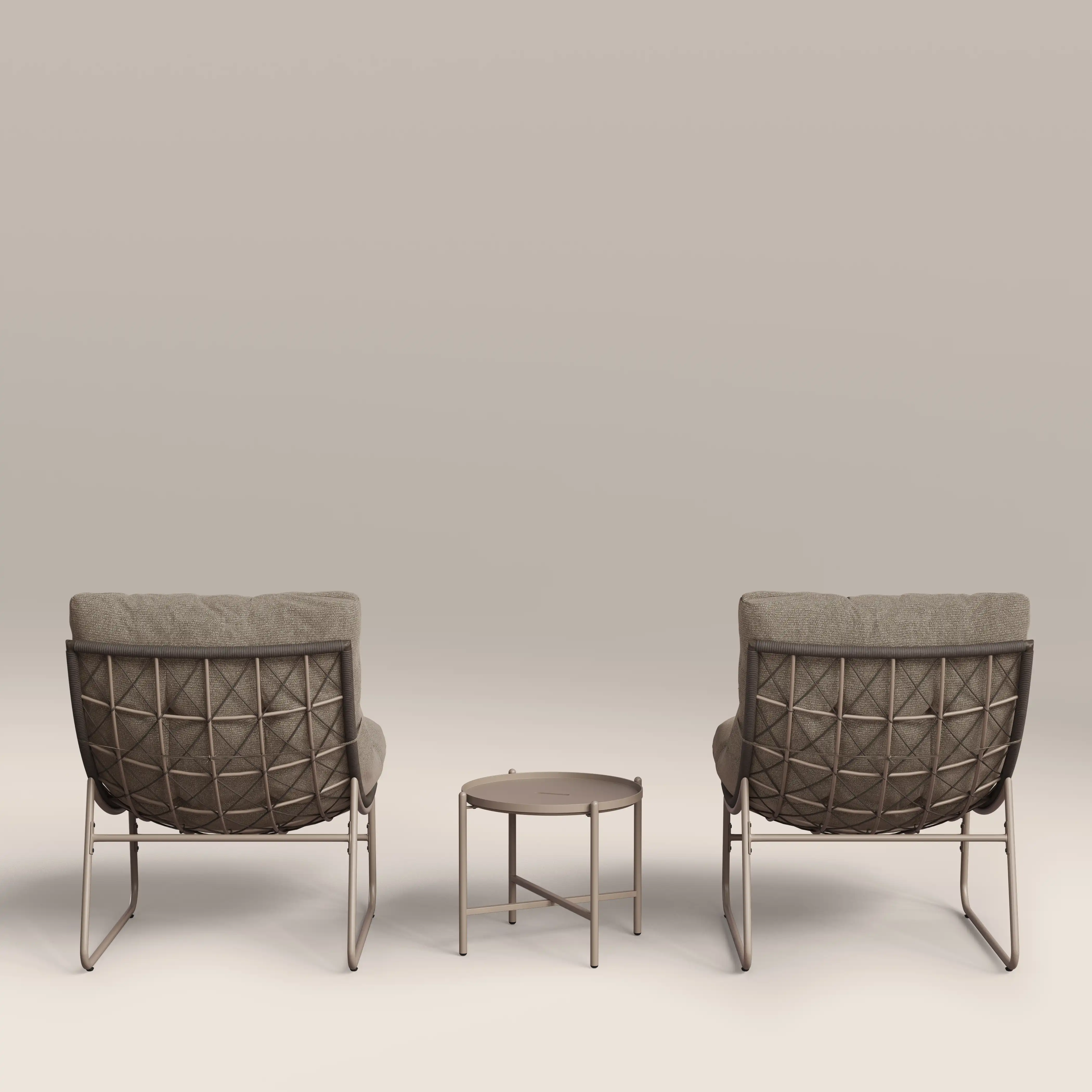 Odessa Garden Bistro Lounge Set | Natural Boucle & Taupe - Image 6