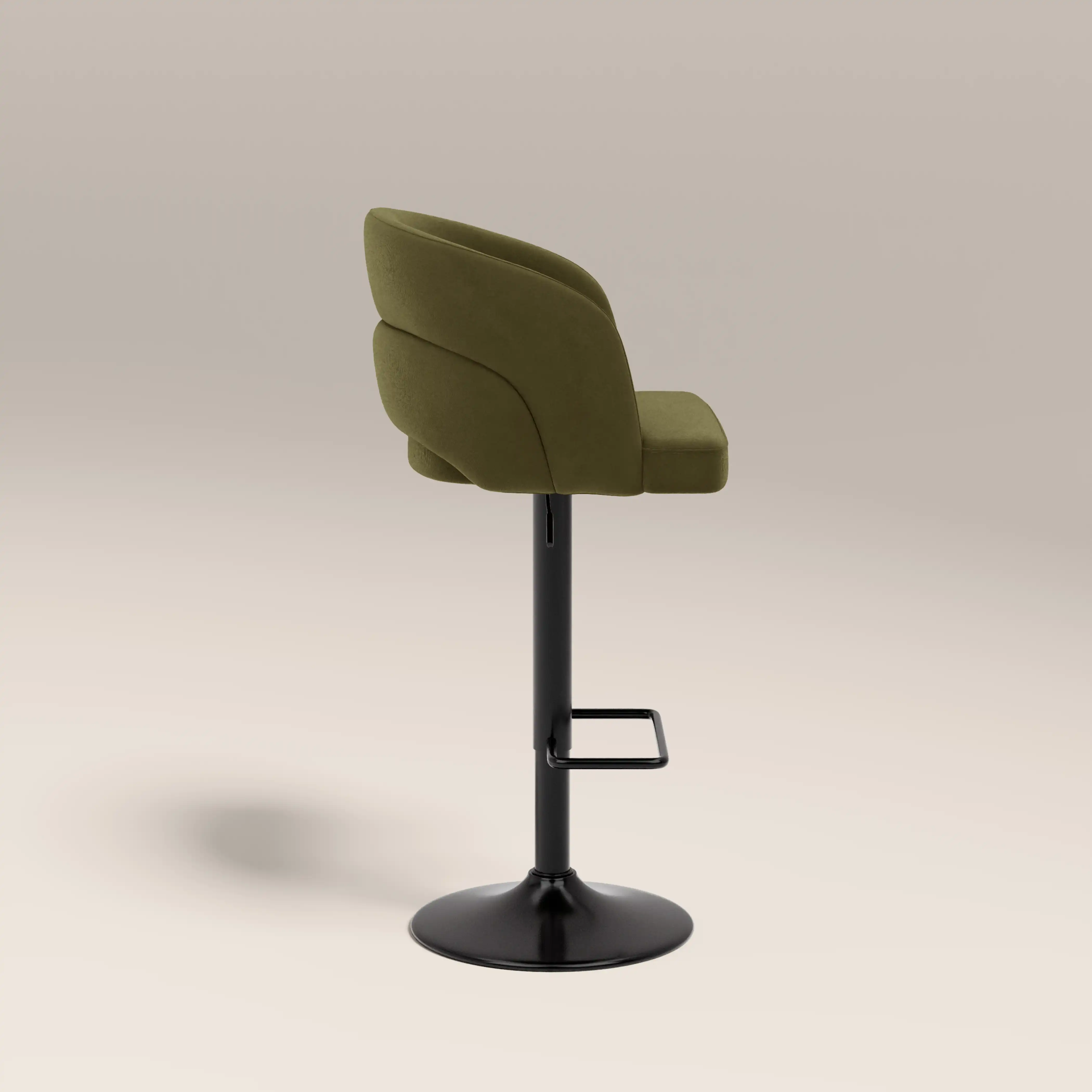 Odette Adjustable Stool | Moss Green Sustainable Mohair Velvet & Black - Image 4