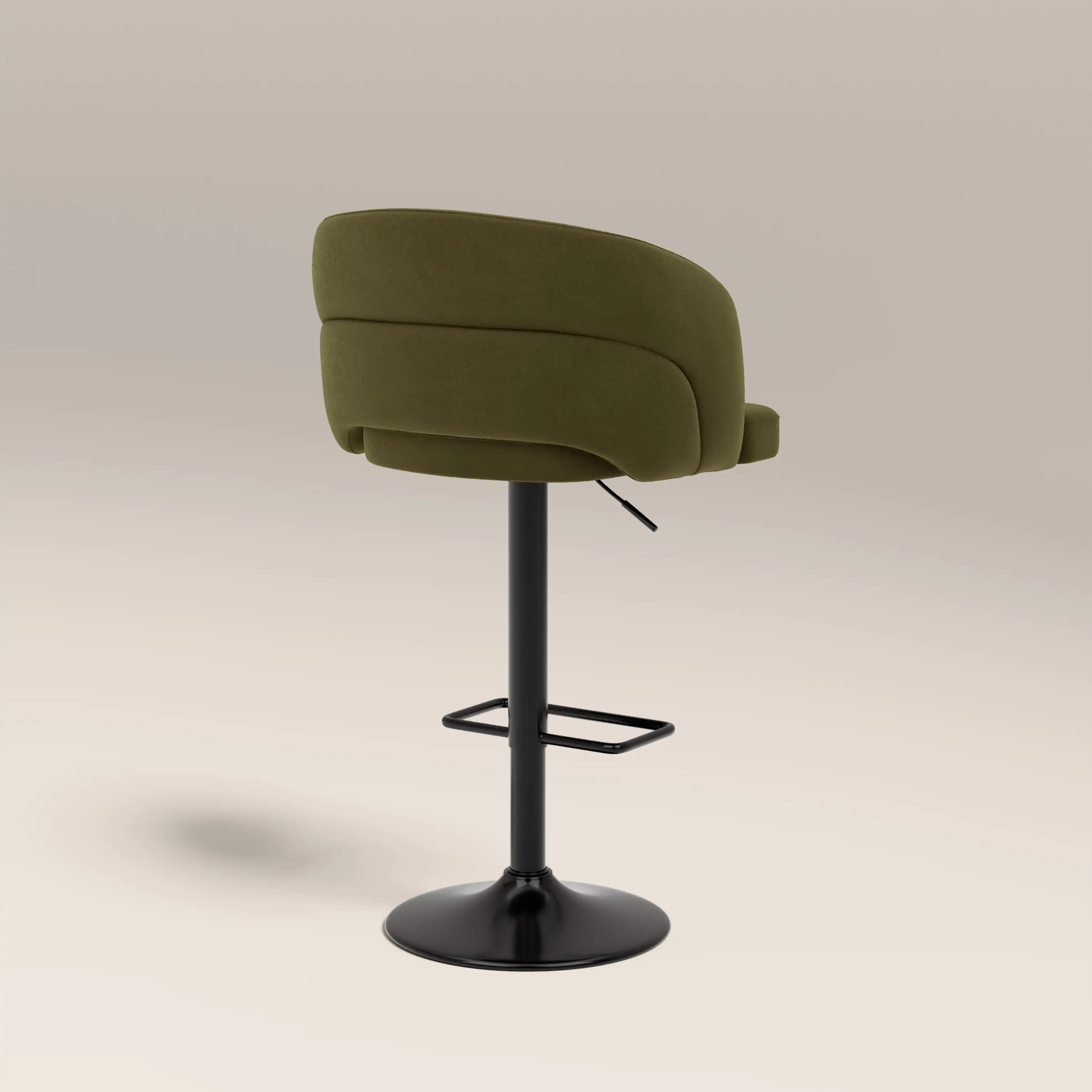Odette Adjustable Stool | Moss Green Sustainable Mohair Velvet & Black - Image 5