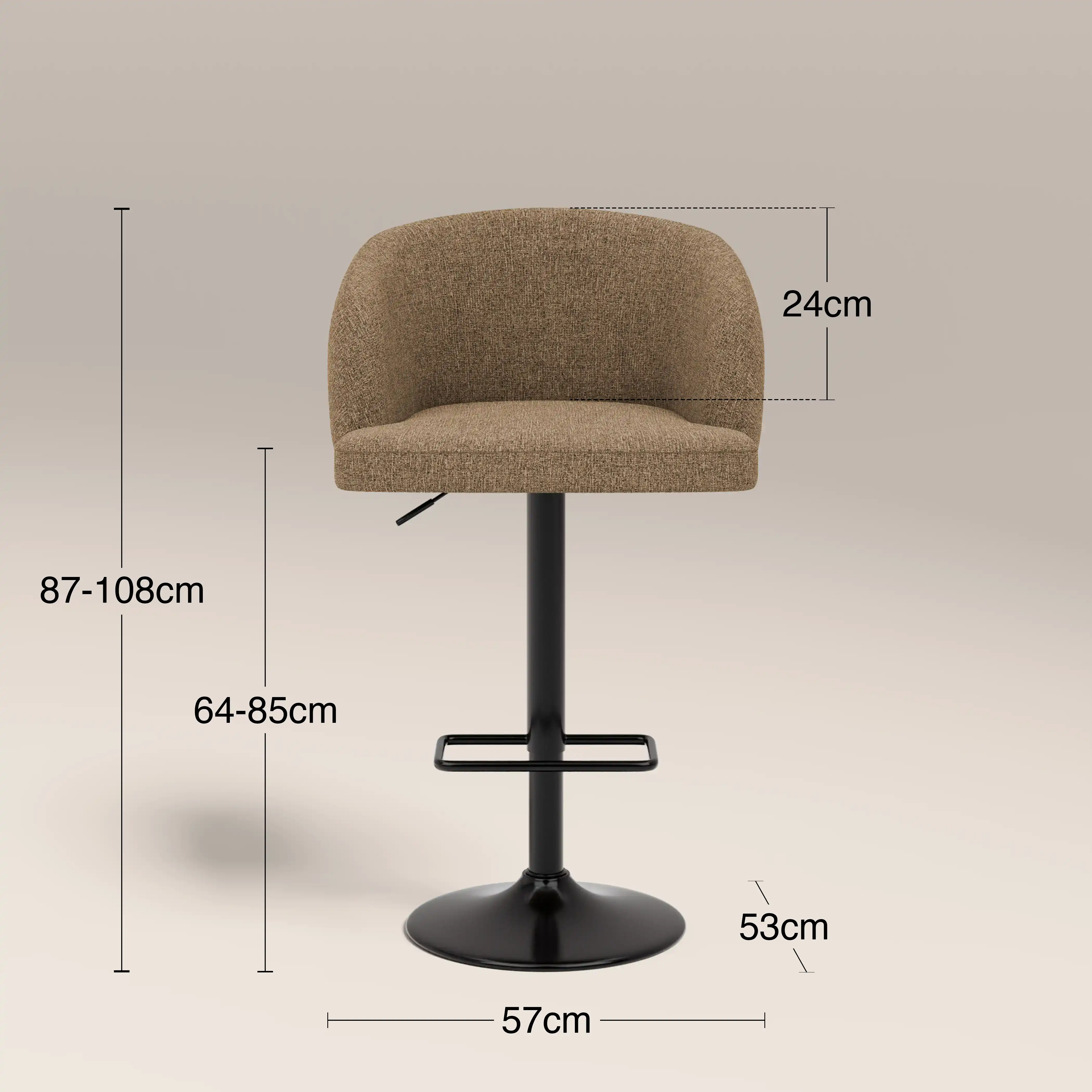 Odette Adjustable Stool | Speckled Cappuccino Boucle & Black - Image 7