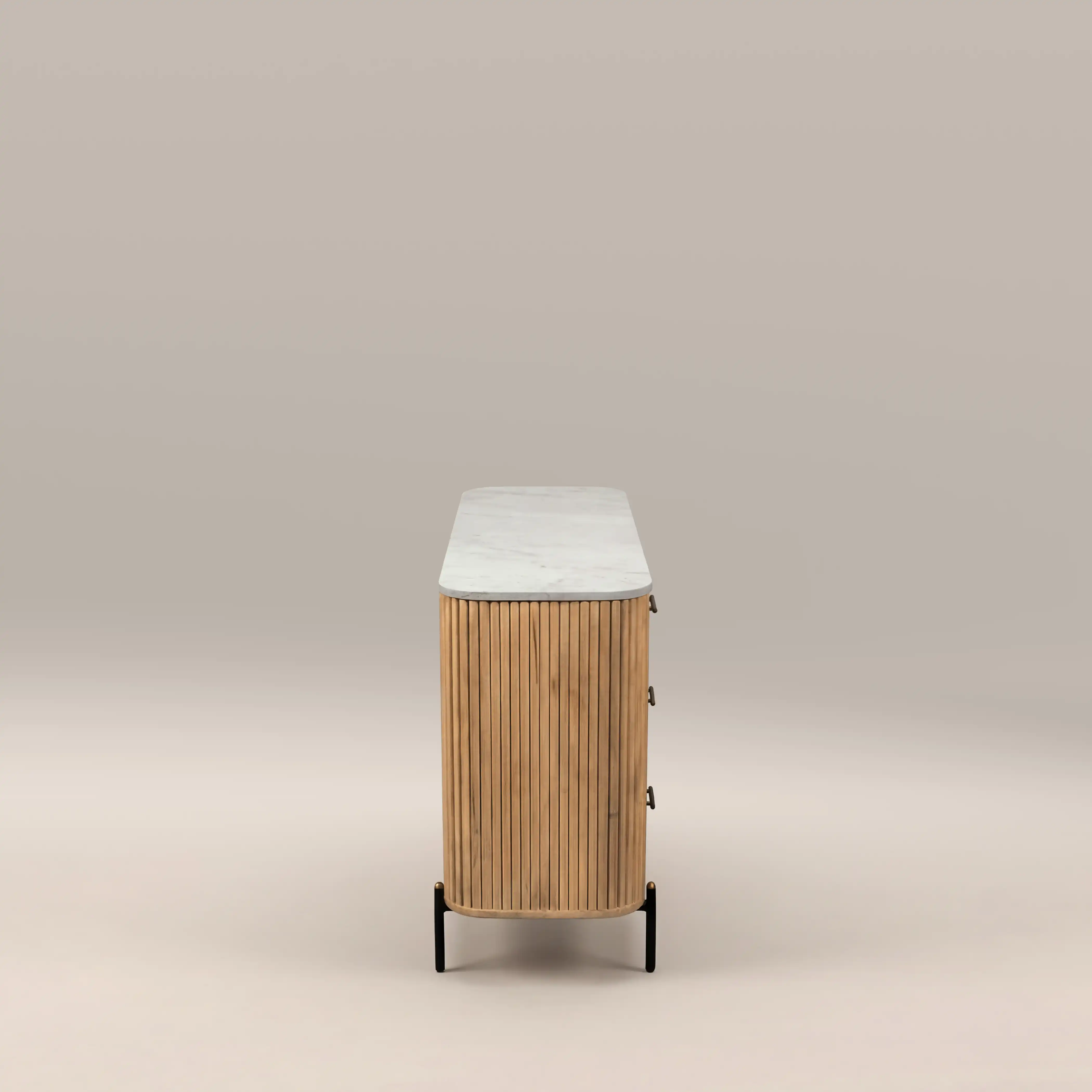 Oliver 6 Drawer Wide Chest of Drawers | White Marble & Natural - Image 4