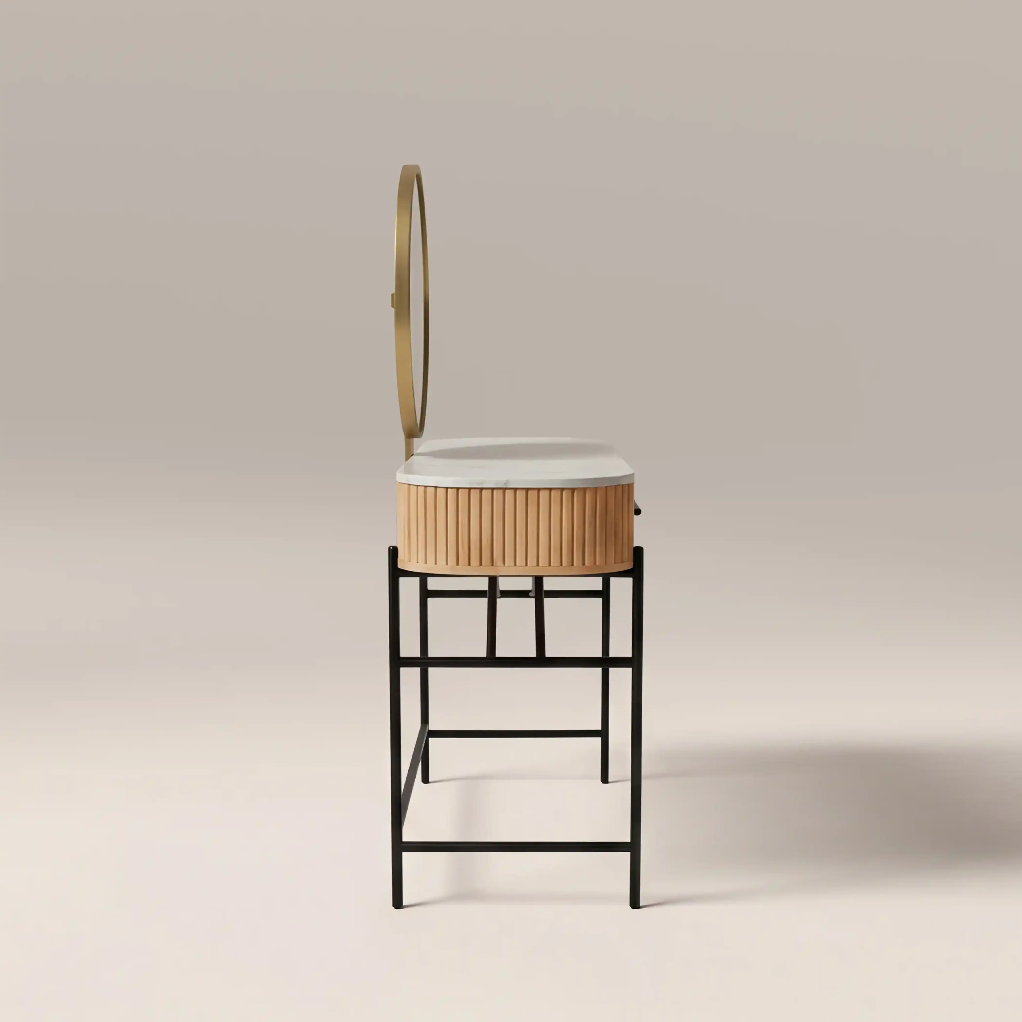 Oliver Dressing Table | White Marble & Natural - Image 3