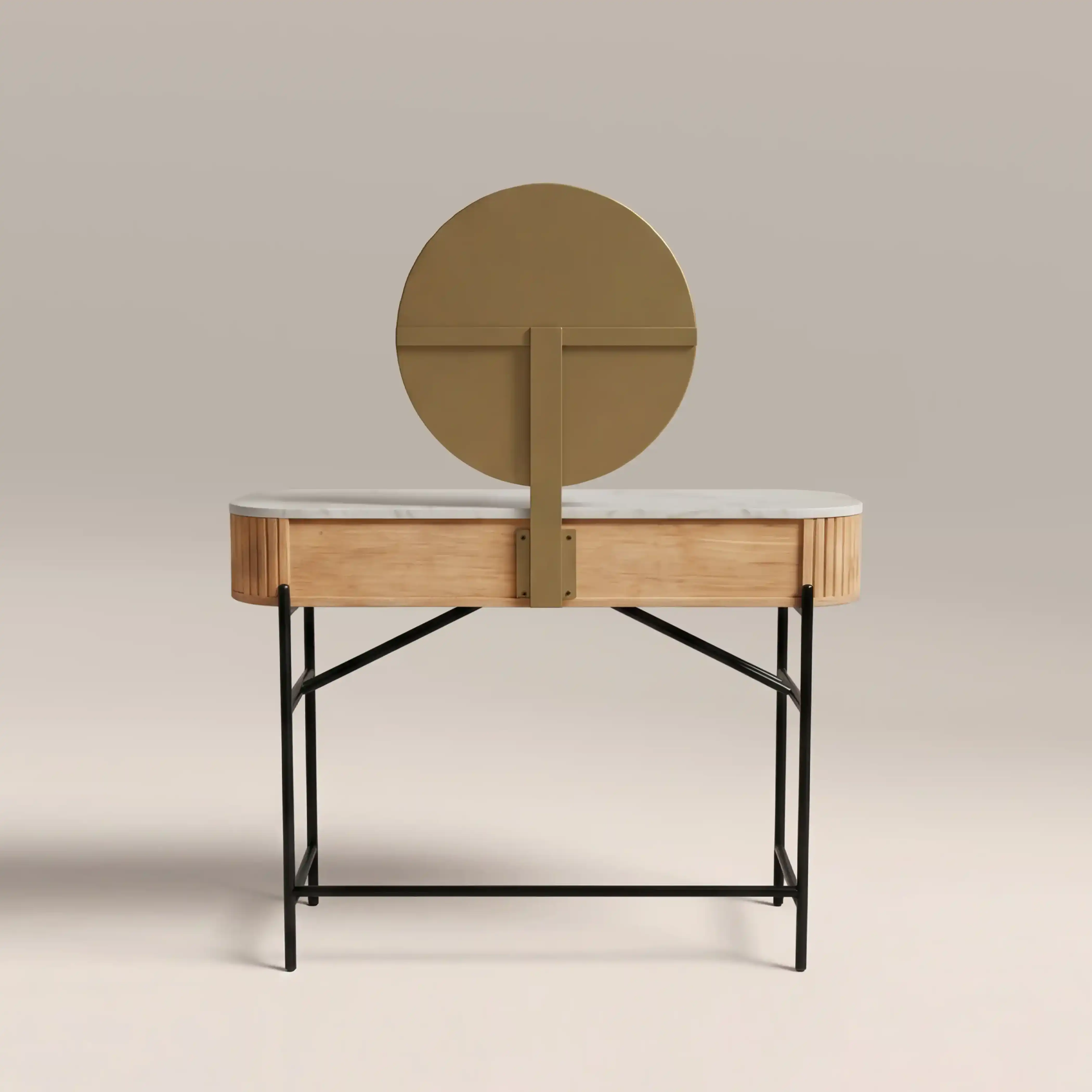 Oliver Dressing Table | White Marble & Natural - Image 4