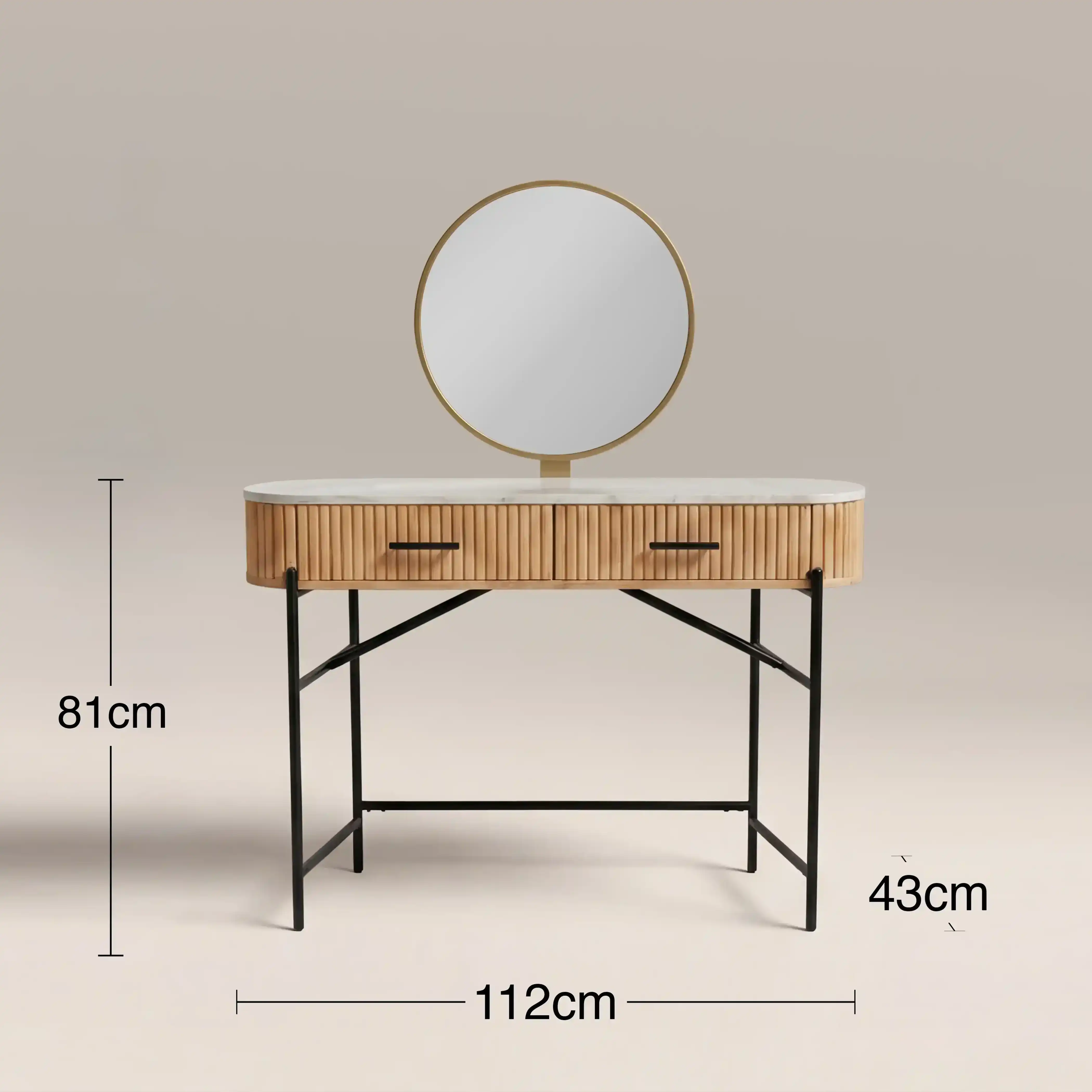 Oliver Dressing Table | White Marble & Natural - Image 5