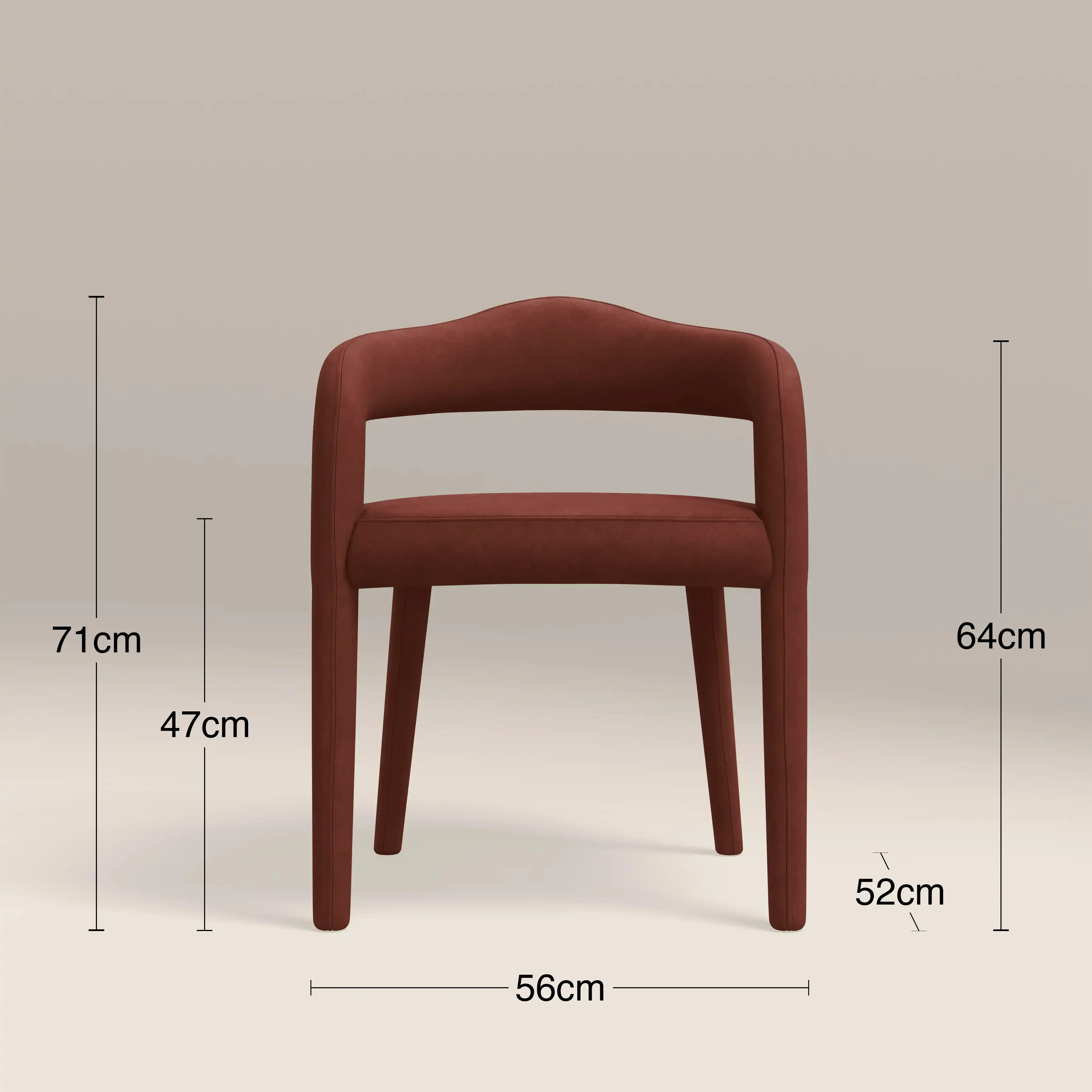 Ophelia Carver Dining Chair | Rust Red Sustainable Velvet - Image 8