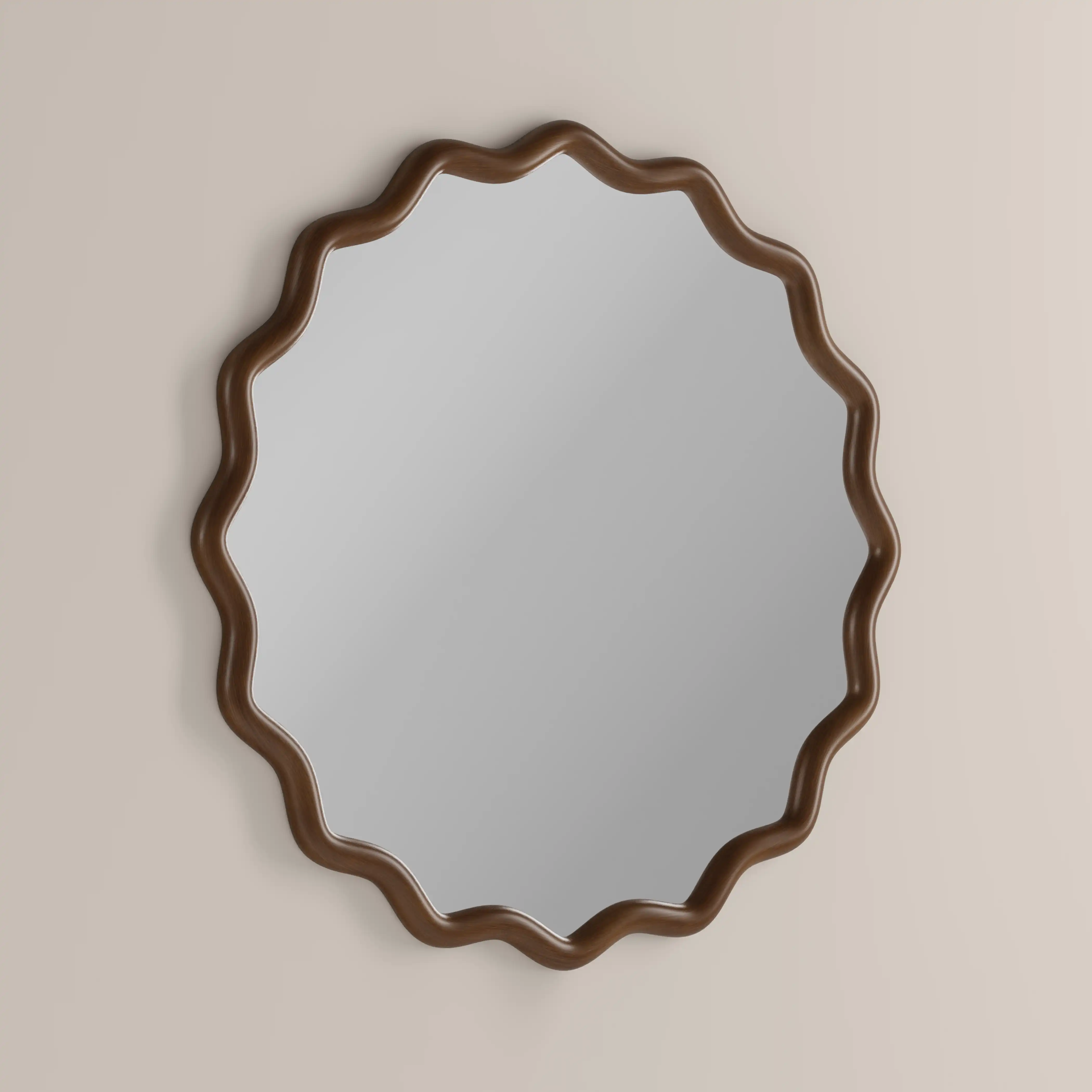 Osaka Round Wall Mirror, 80 cm | Walnut - Image 2