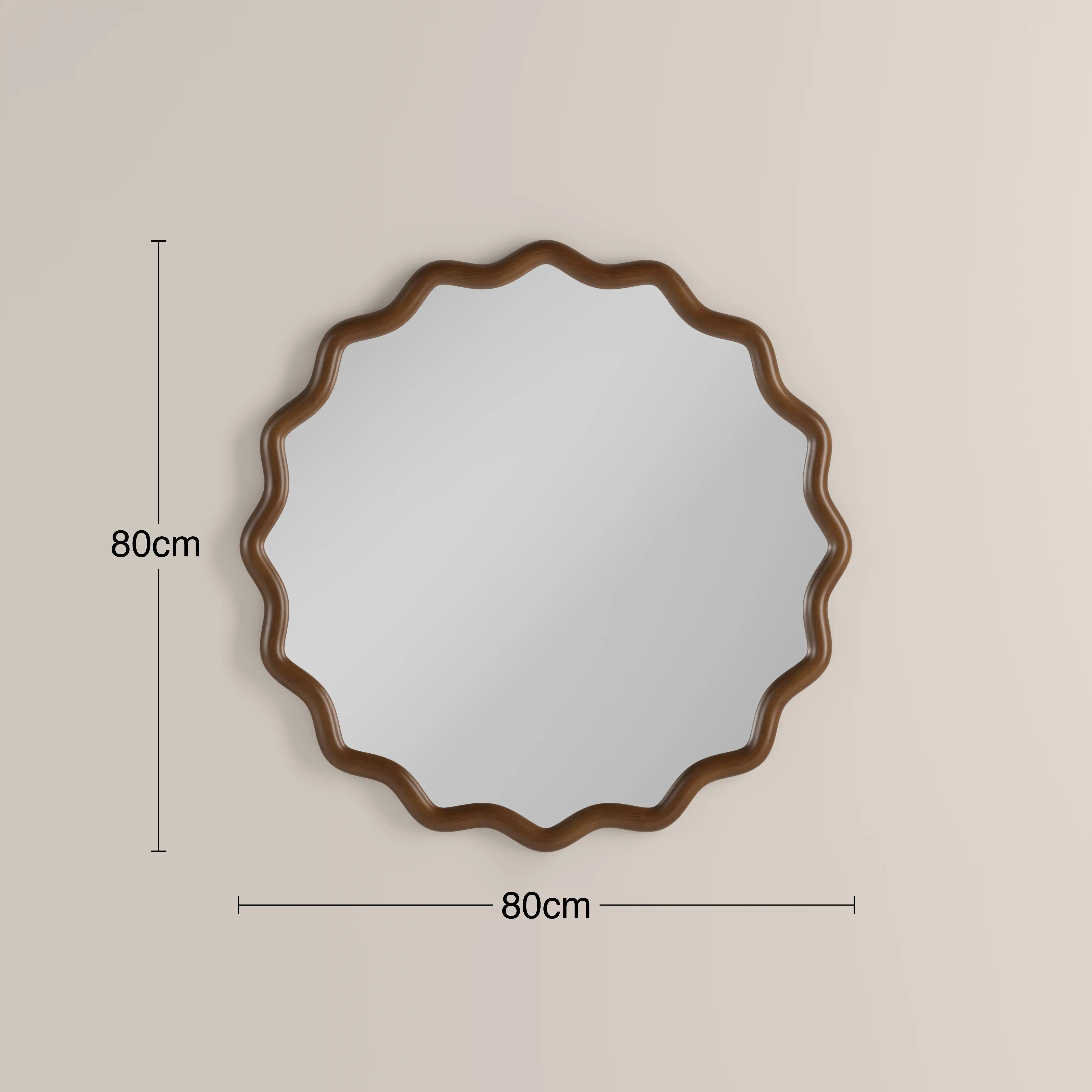 Osaka Round Wall Mirror, 80 cm | Walnut - Image 3