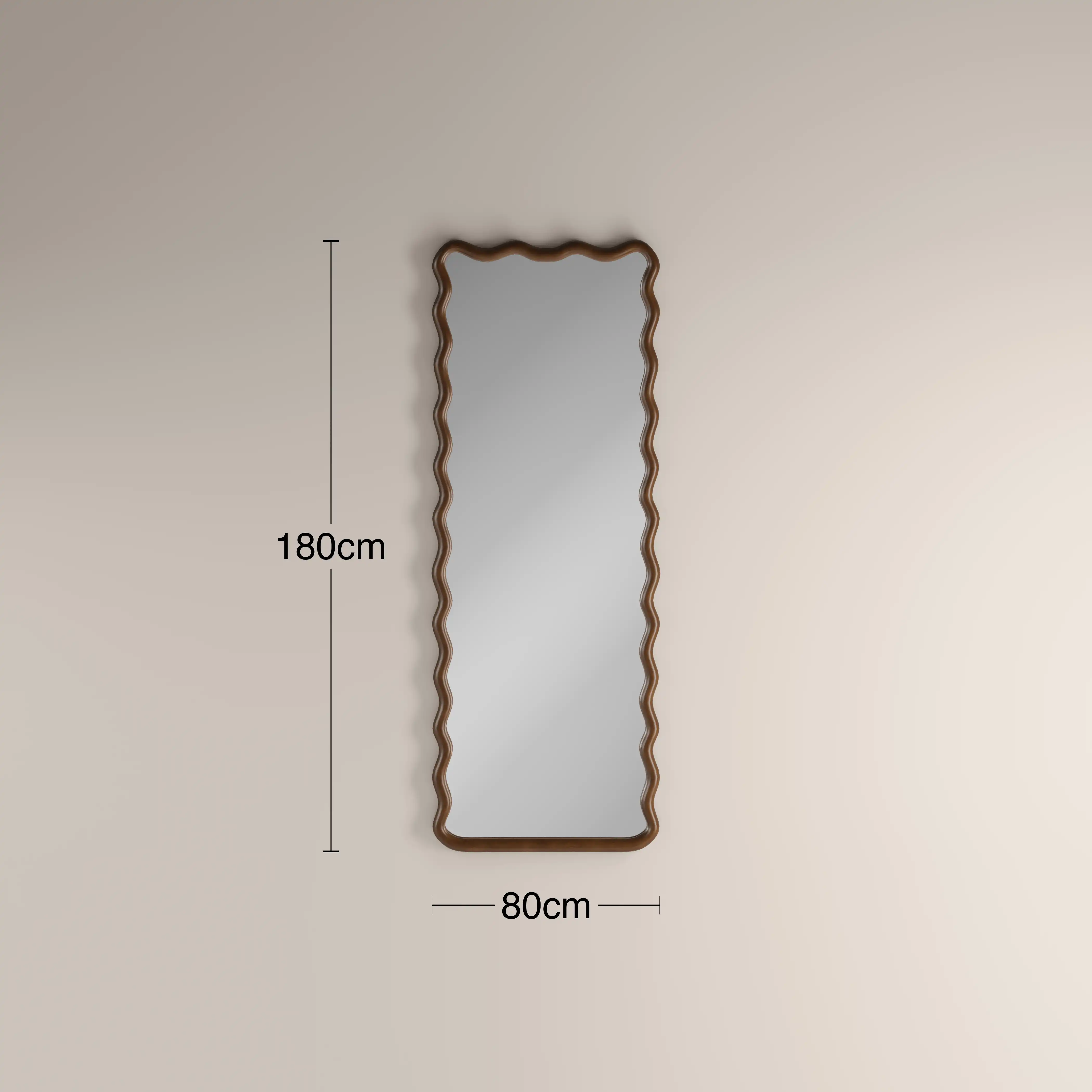 Osaka Wavy Full Length Mirror, 180 x 80 cm | Walnut - Image 3