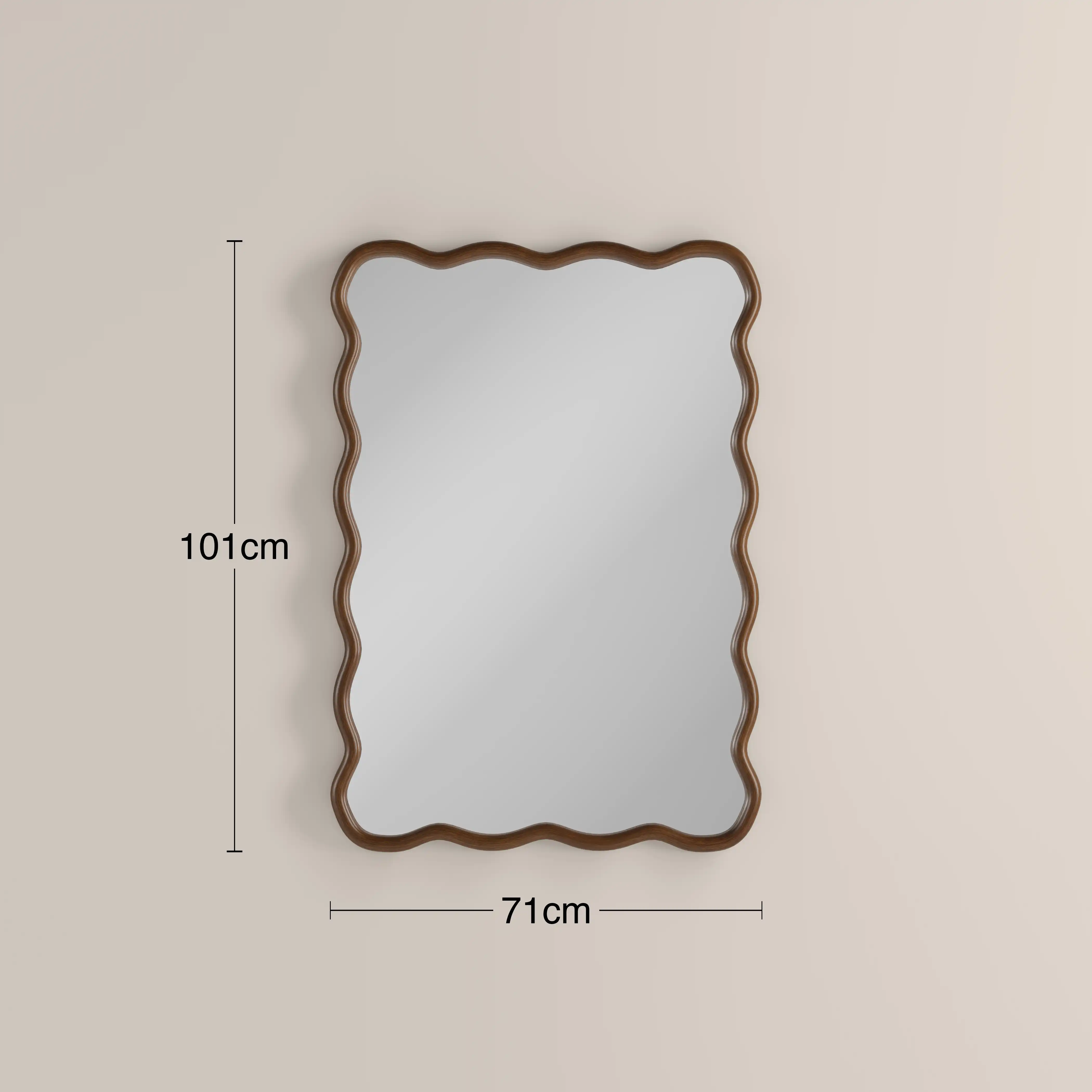 Osaka Wavy Wall Mirror, 101 x 71 cm | Walnut - Image 3