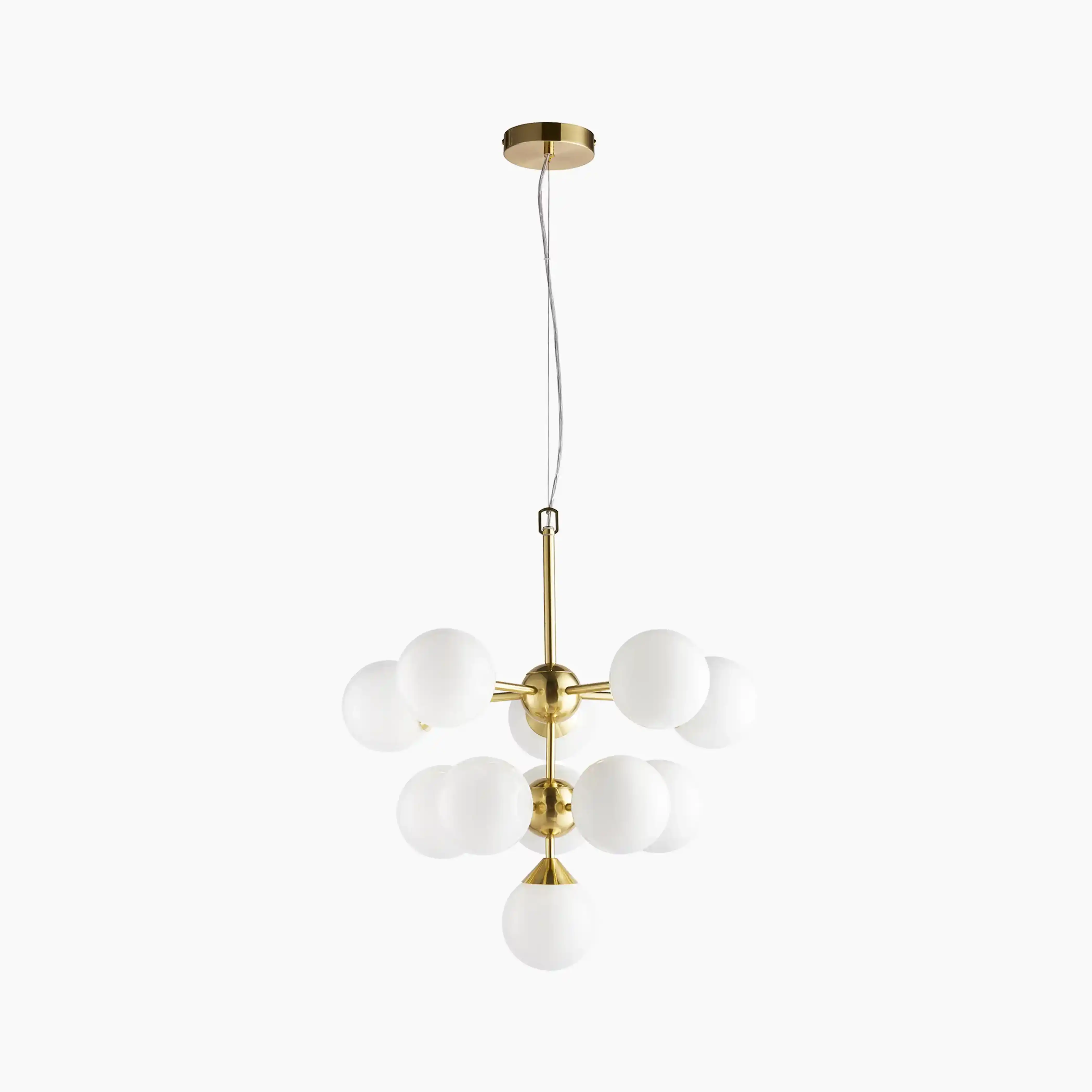 Oscar 11 Light Pendant Light | Opal & Brass - Image 2