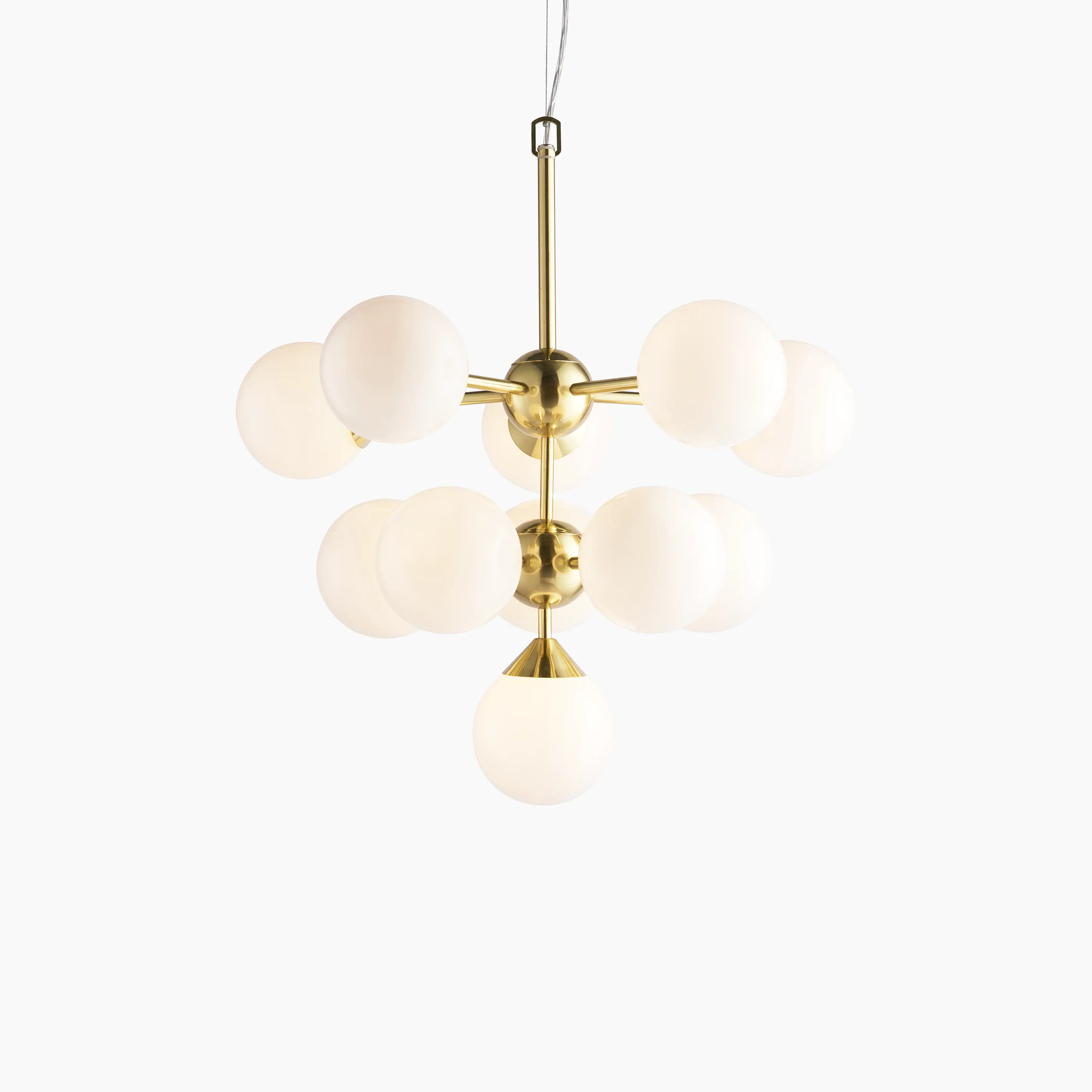 Oscar 11 Light Pendant Light | Opal & Brass - Image 4