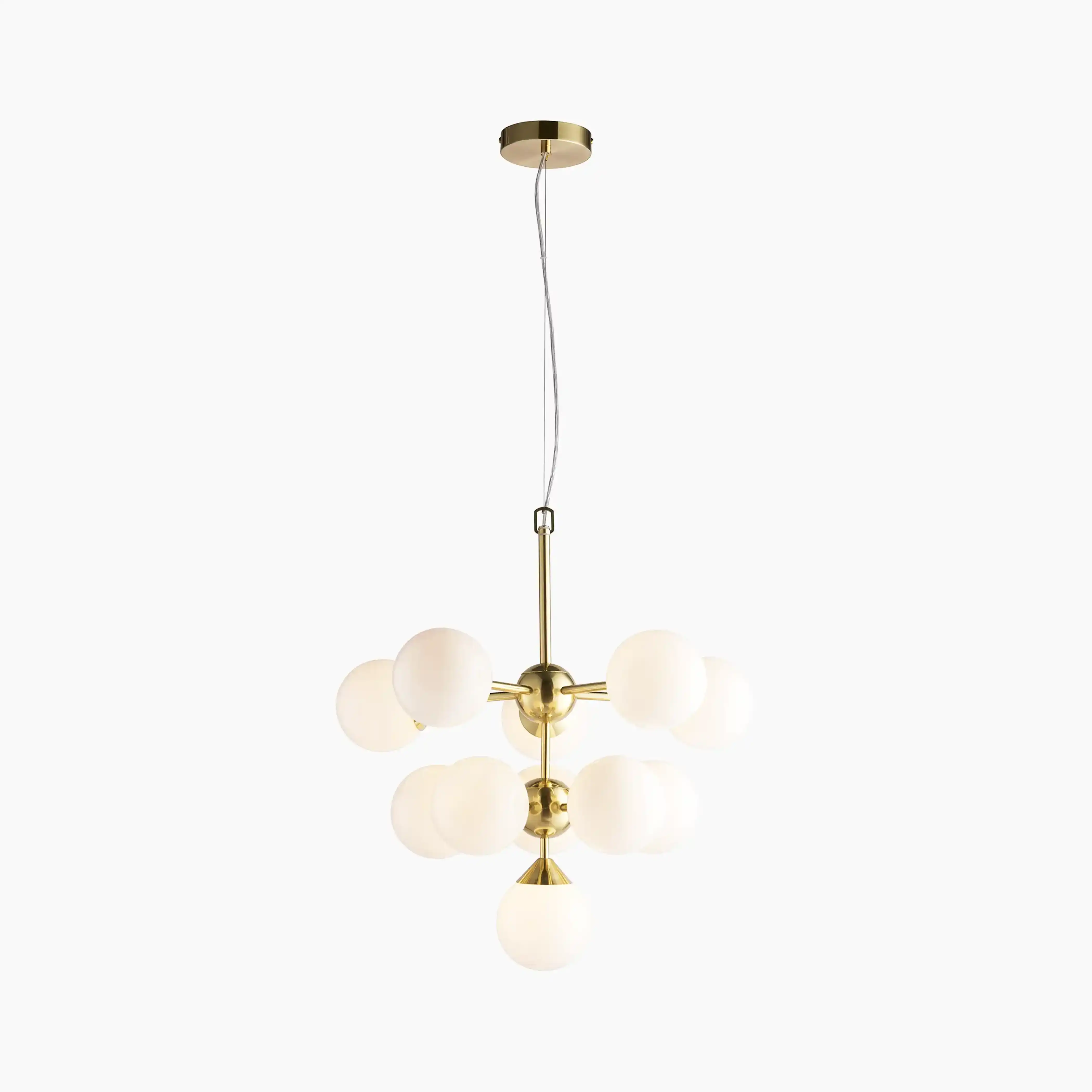 Oscar 11 Light Pendant Light | Opal & Brass - Image 5