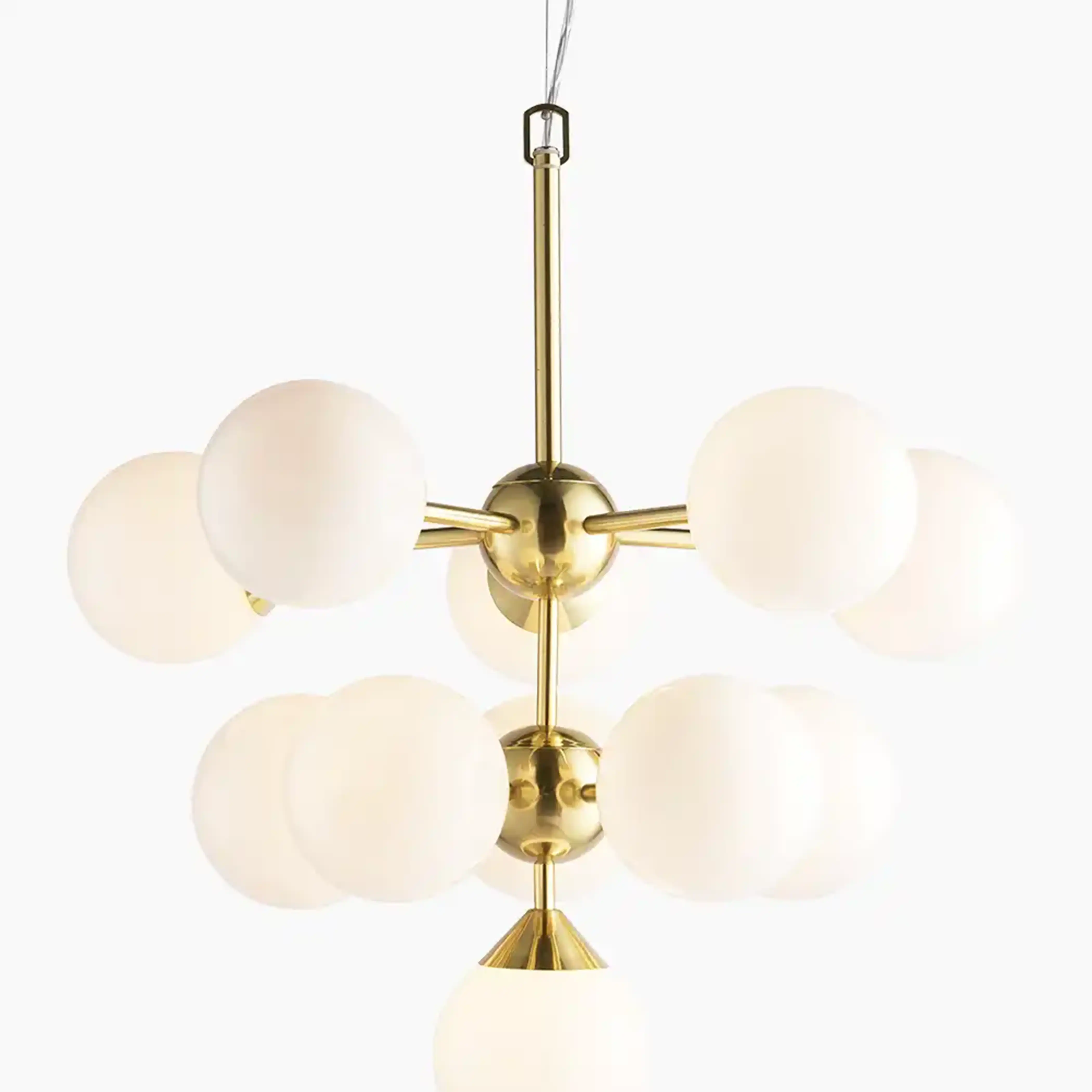 Oscar 11 Light Pendant Light | Opal & Brass - Image 6