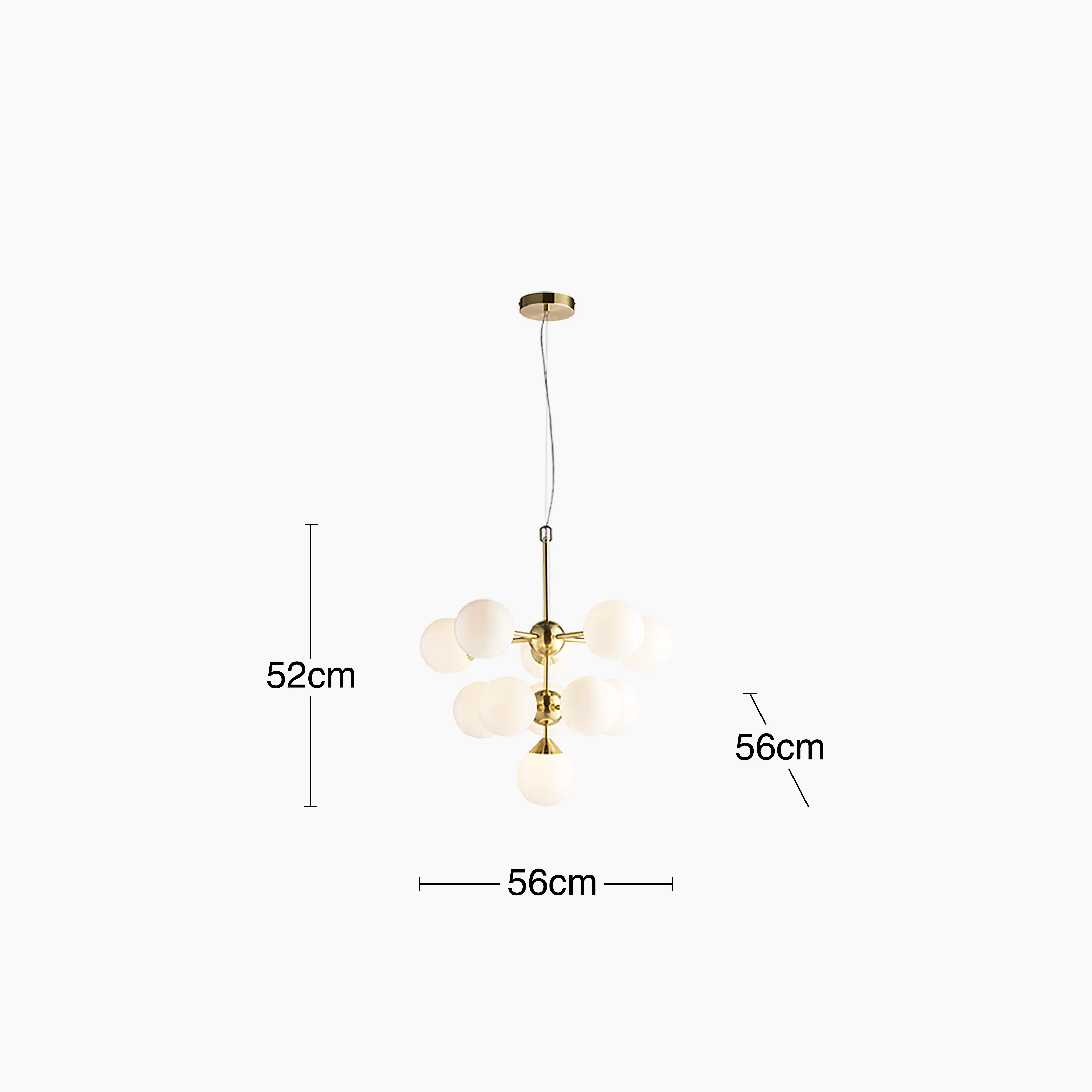 Oscar 11 Light Pendant Light | Opal & Brass - Image 7