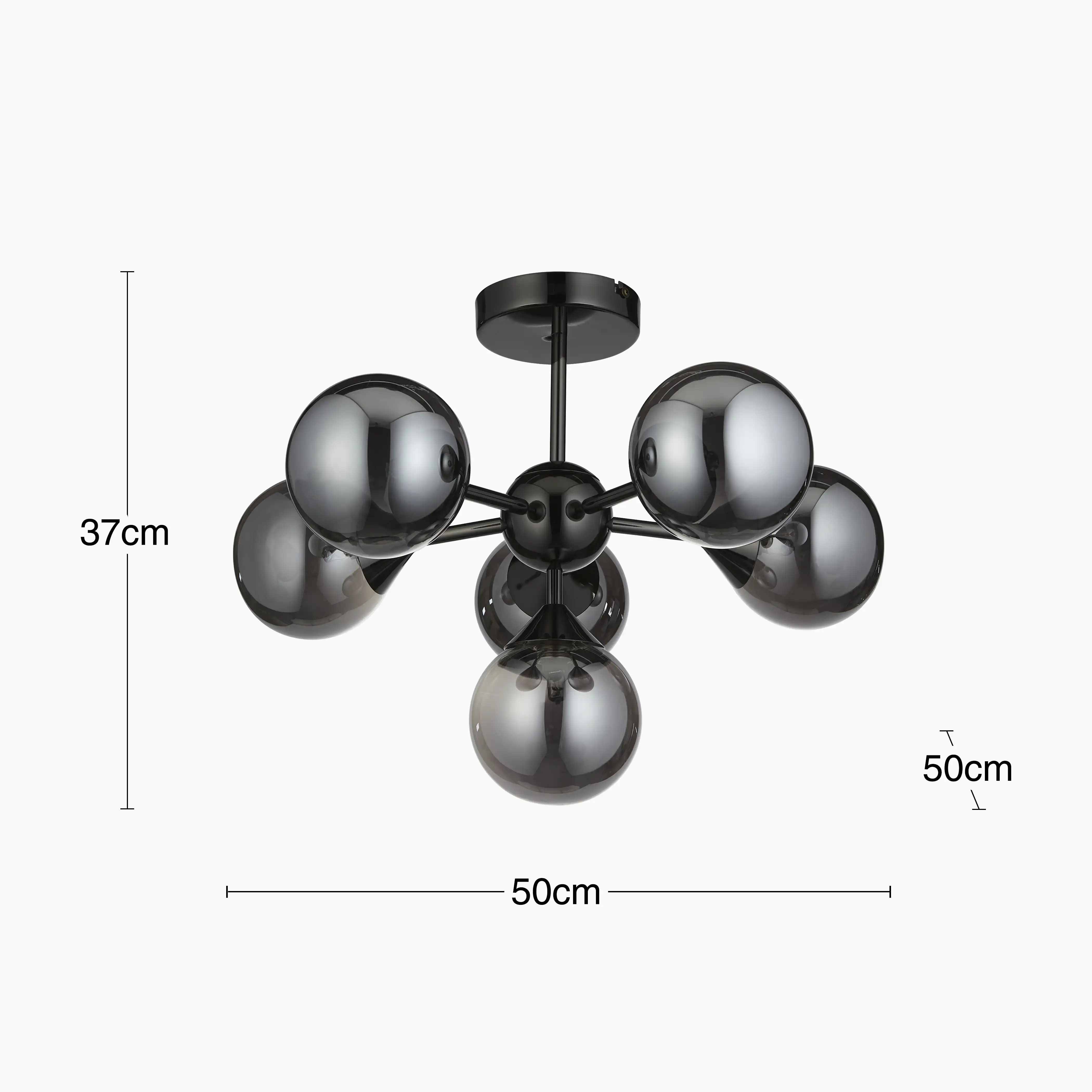 Oscar 6 Light Flush Ceiling Light | Black - Image 10