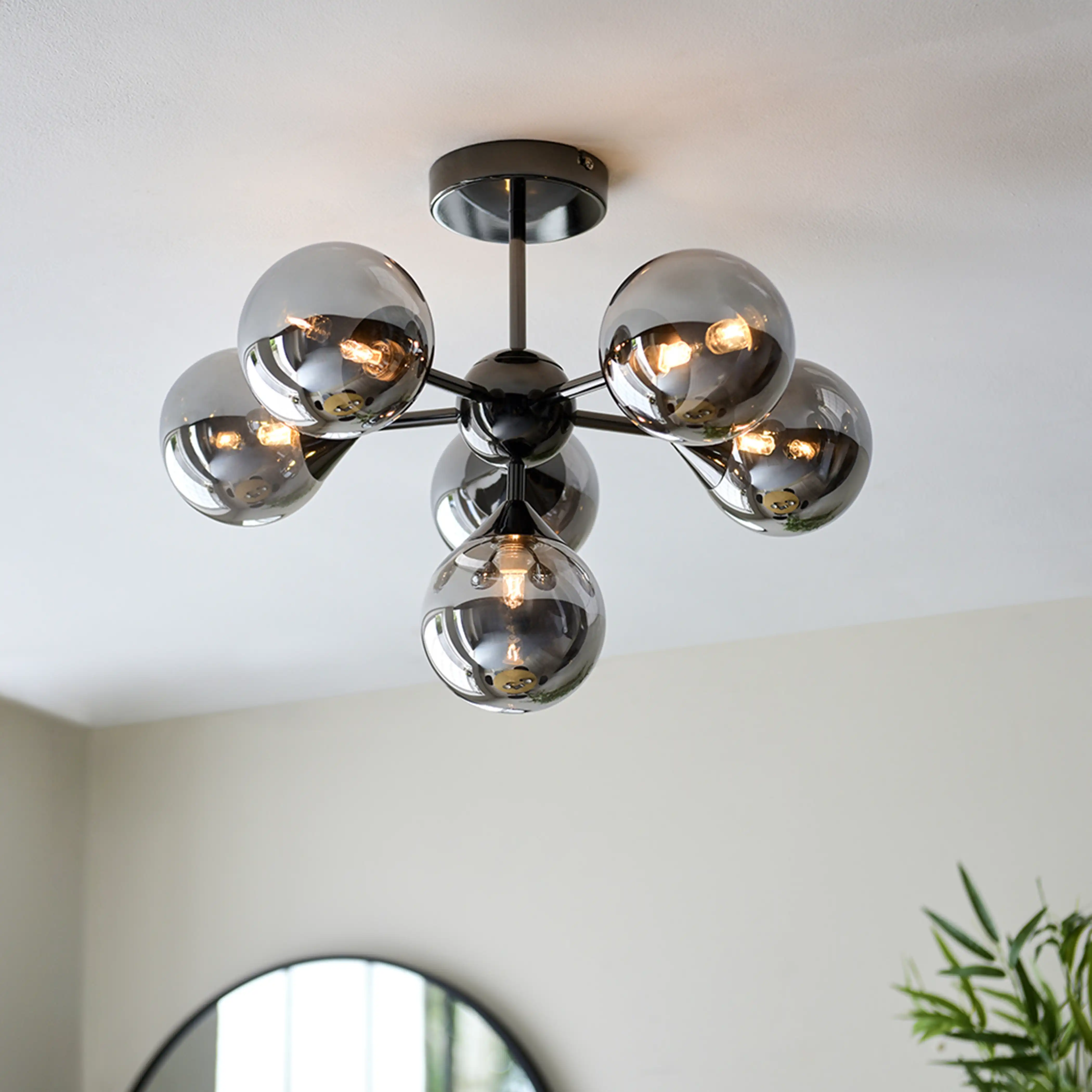 Oscar 6 Light Flush Ceiling Light | Black - Image 2