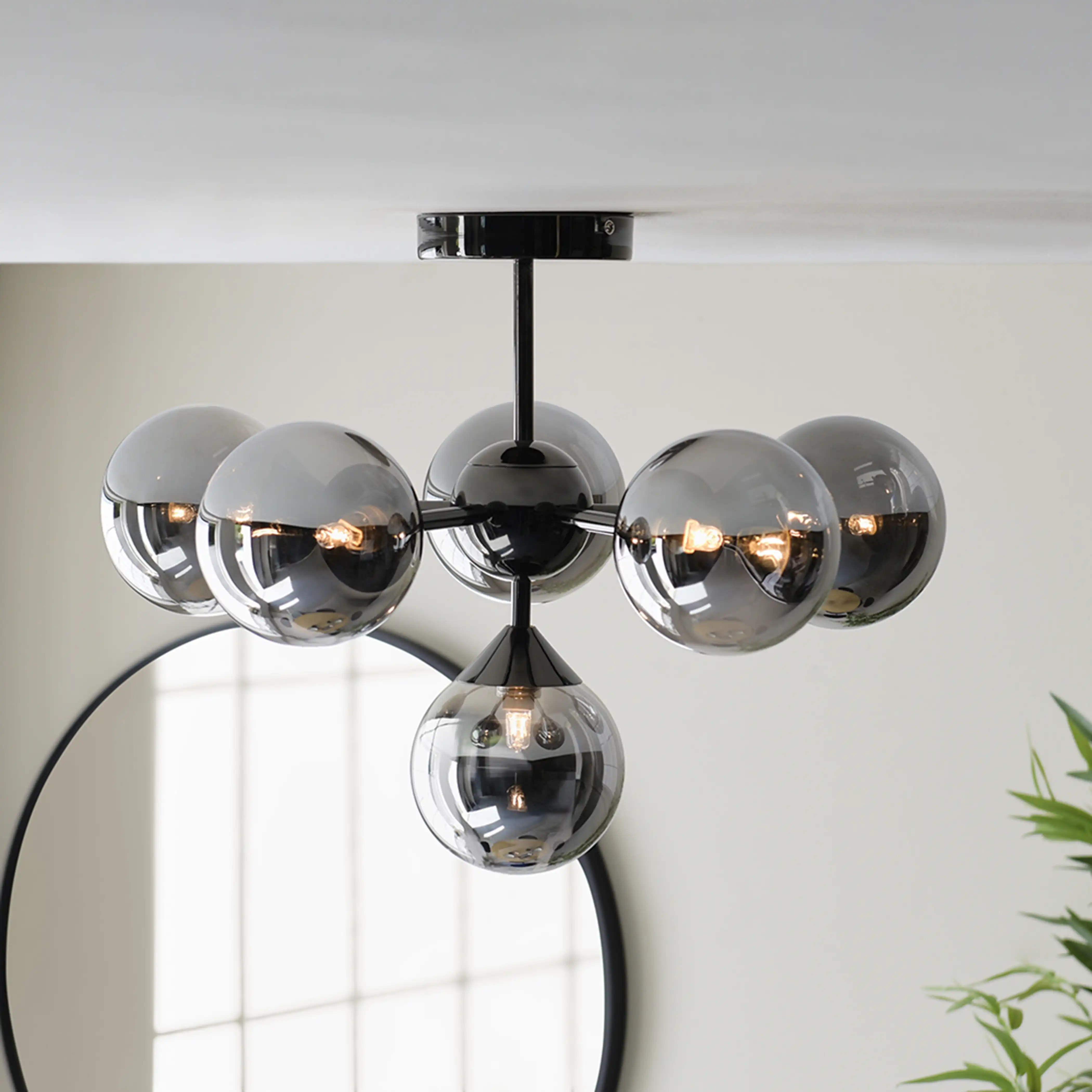Oscar 6 Light Flush Ceiling Light | Black - Image 4