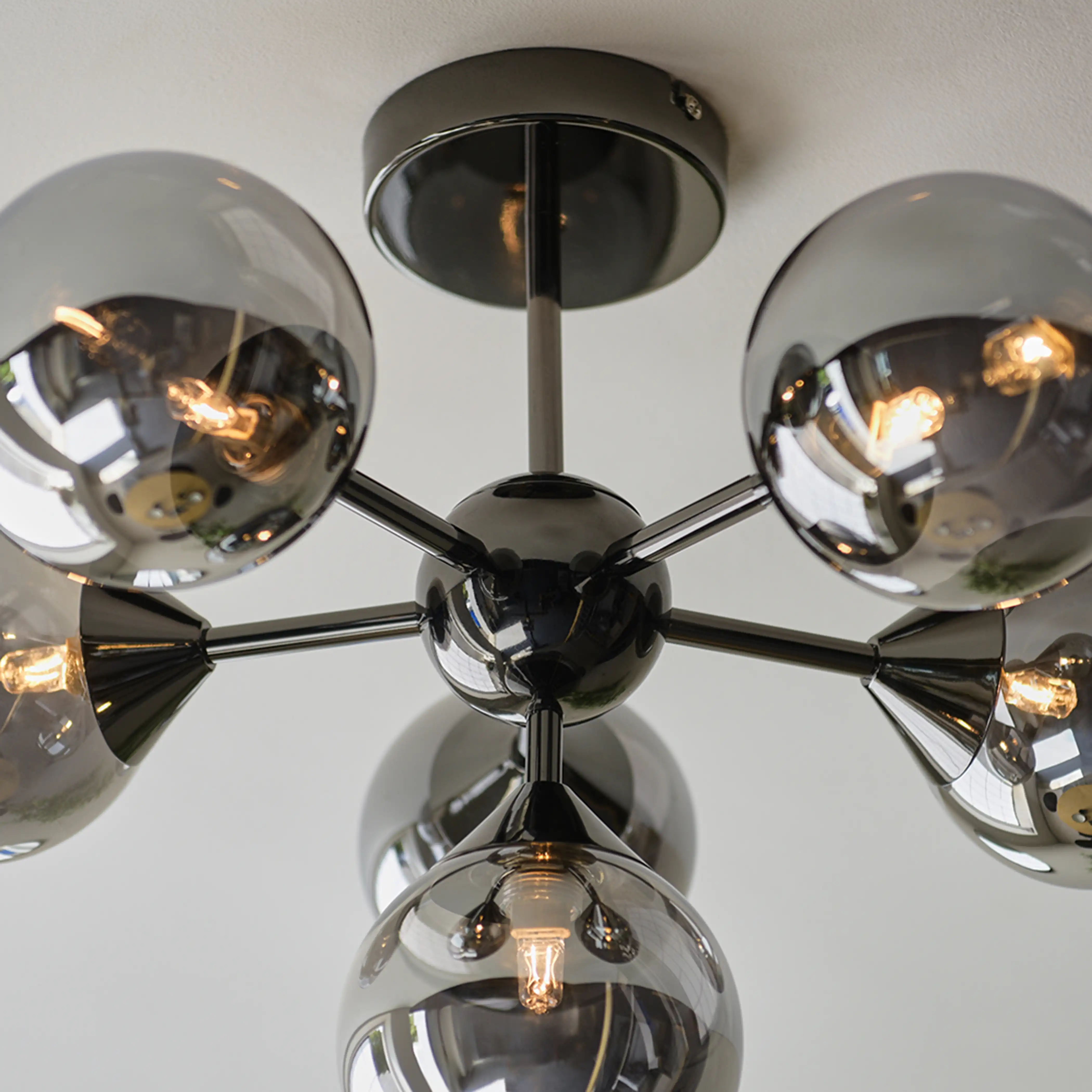 Oscar 6 Light Flush Ceiling Light | Black - Image 5
