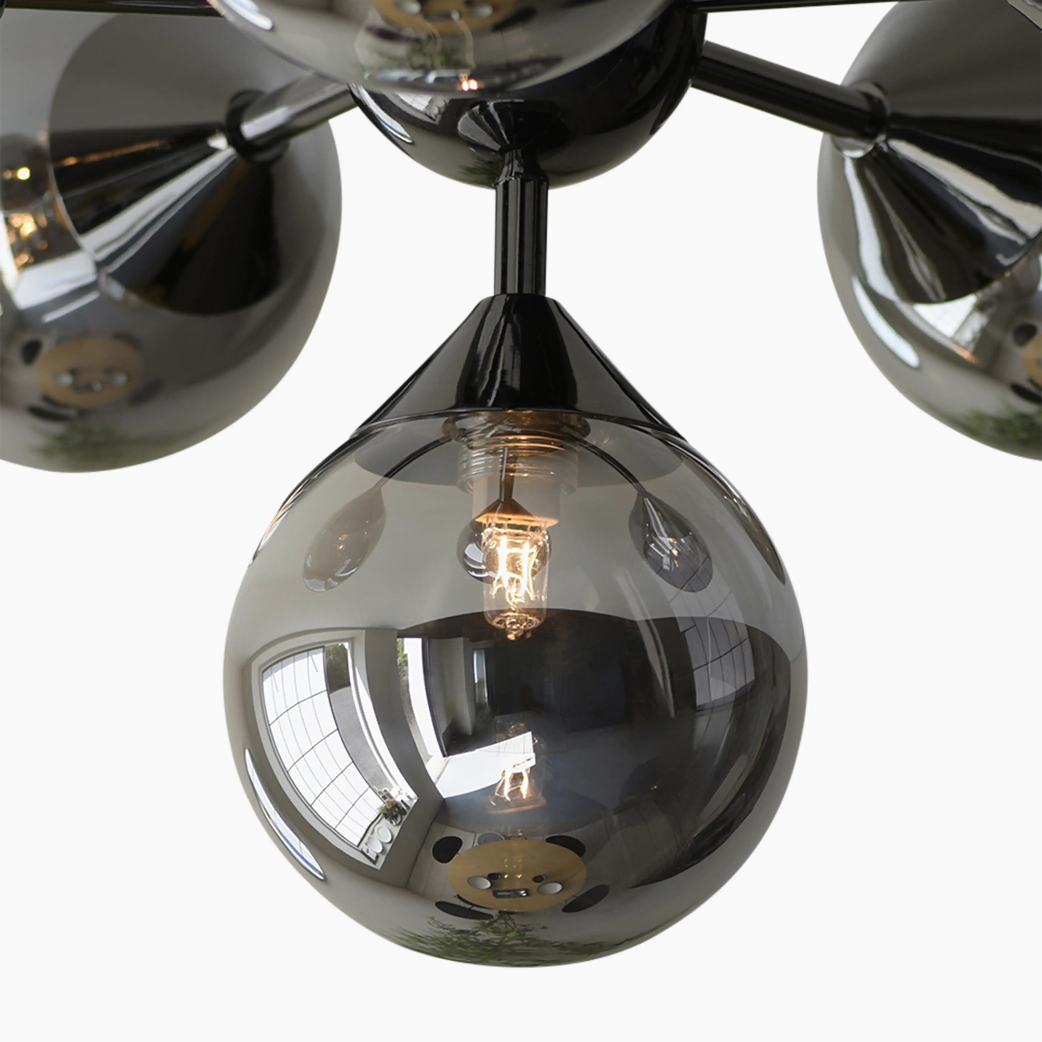 Oscar 6 Light Flush Ceiling Light | Black - Image 9