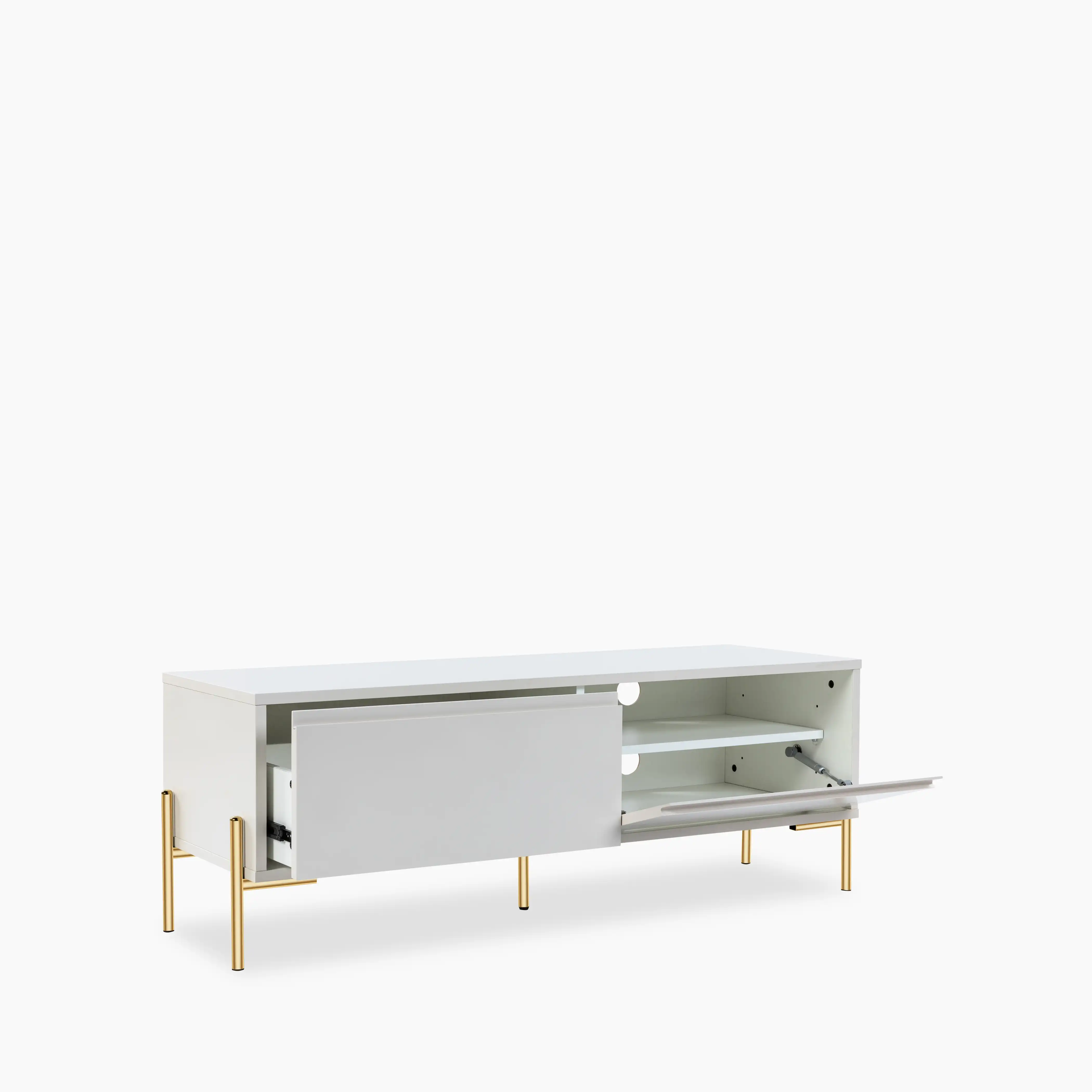 Oslo Wooden TV Stand | Grey & Brass - Image 4