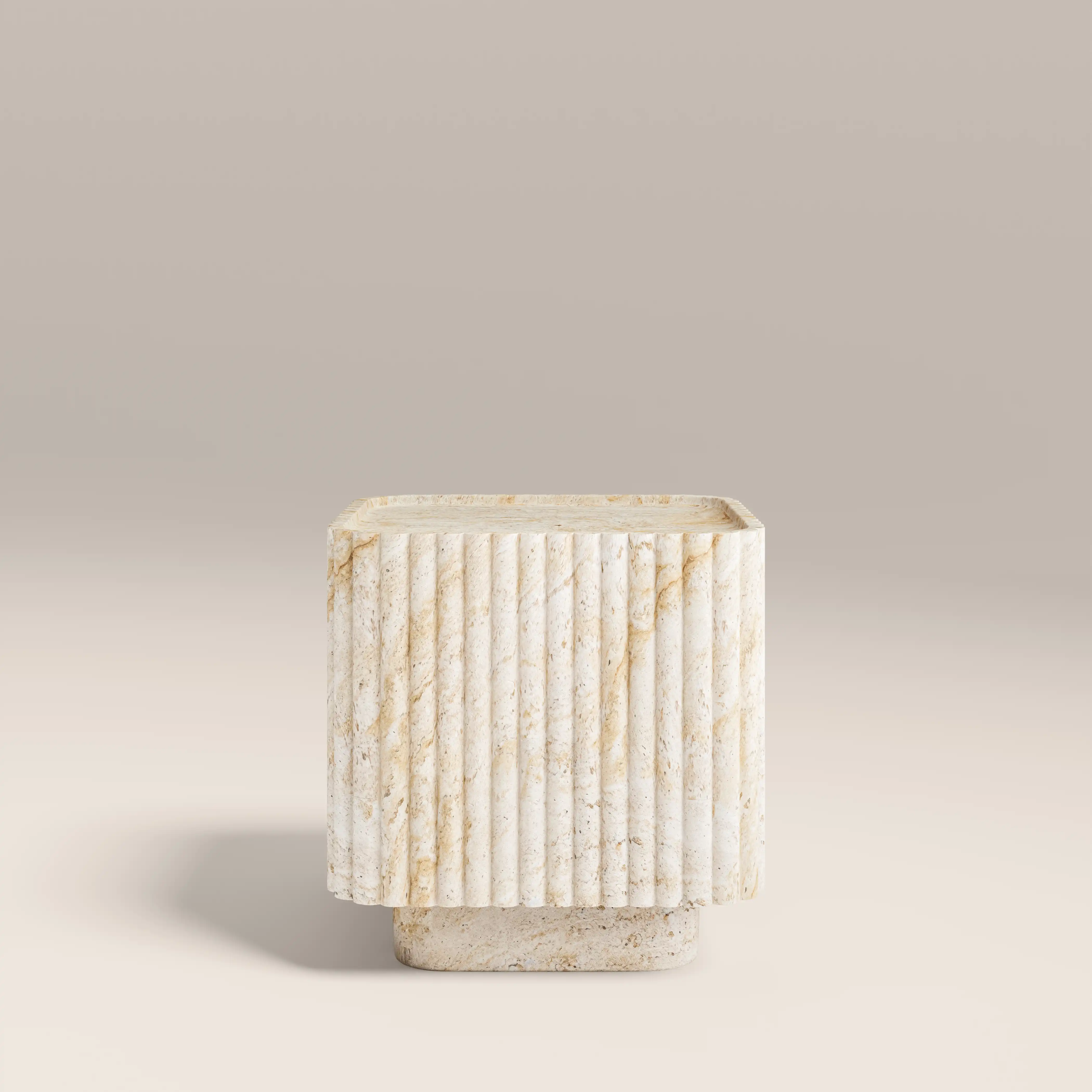 Osmond Square Side Table | Natural Travertine Effect - Image 2