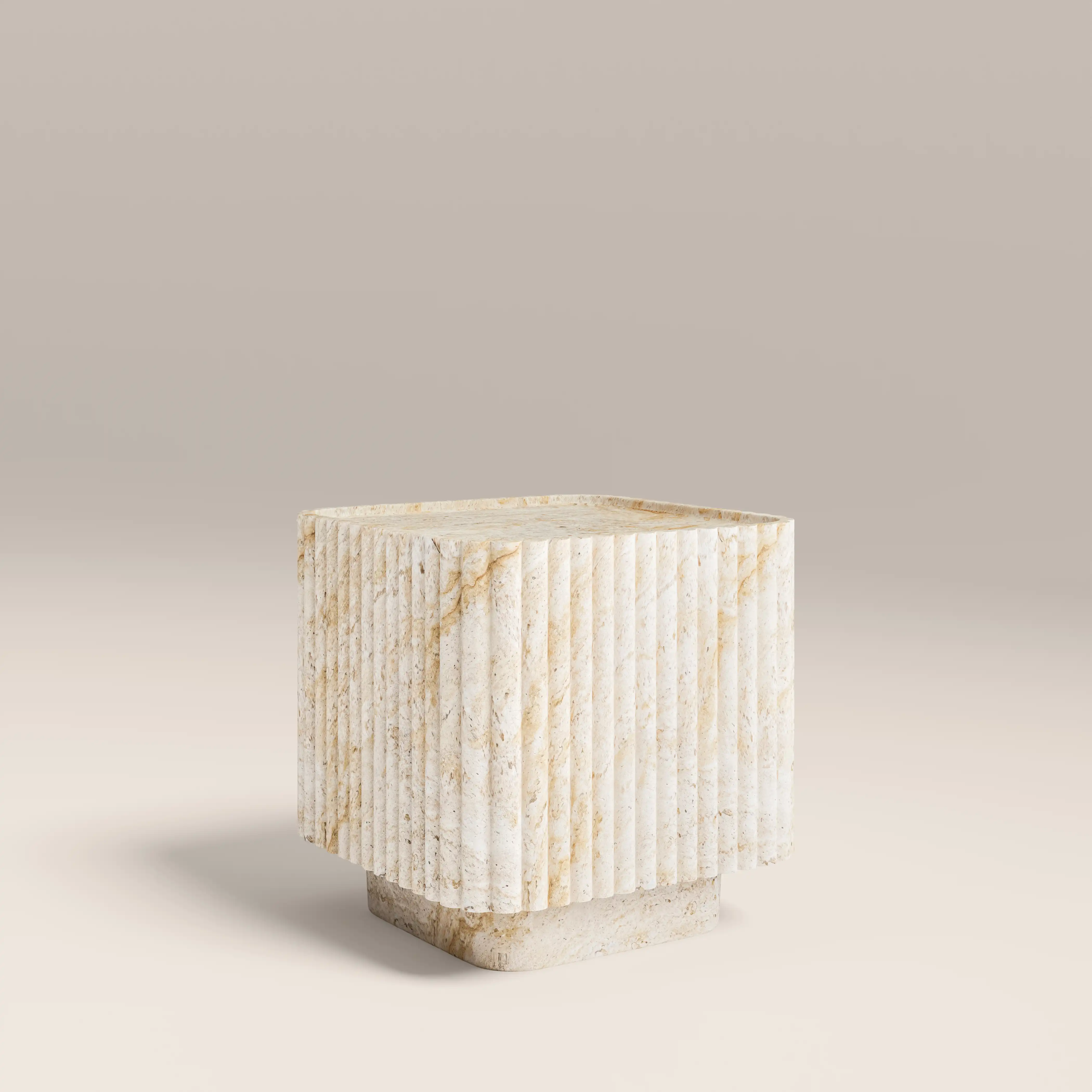 Osmond Square Side Table | Natural Travertine Effect - Image 3