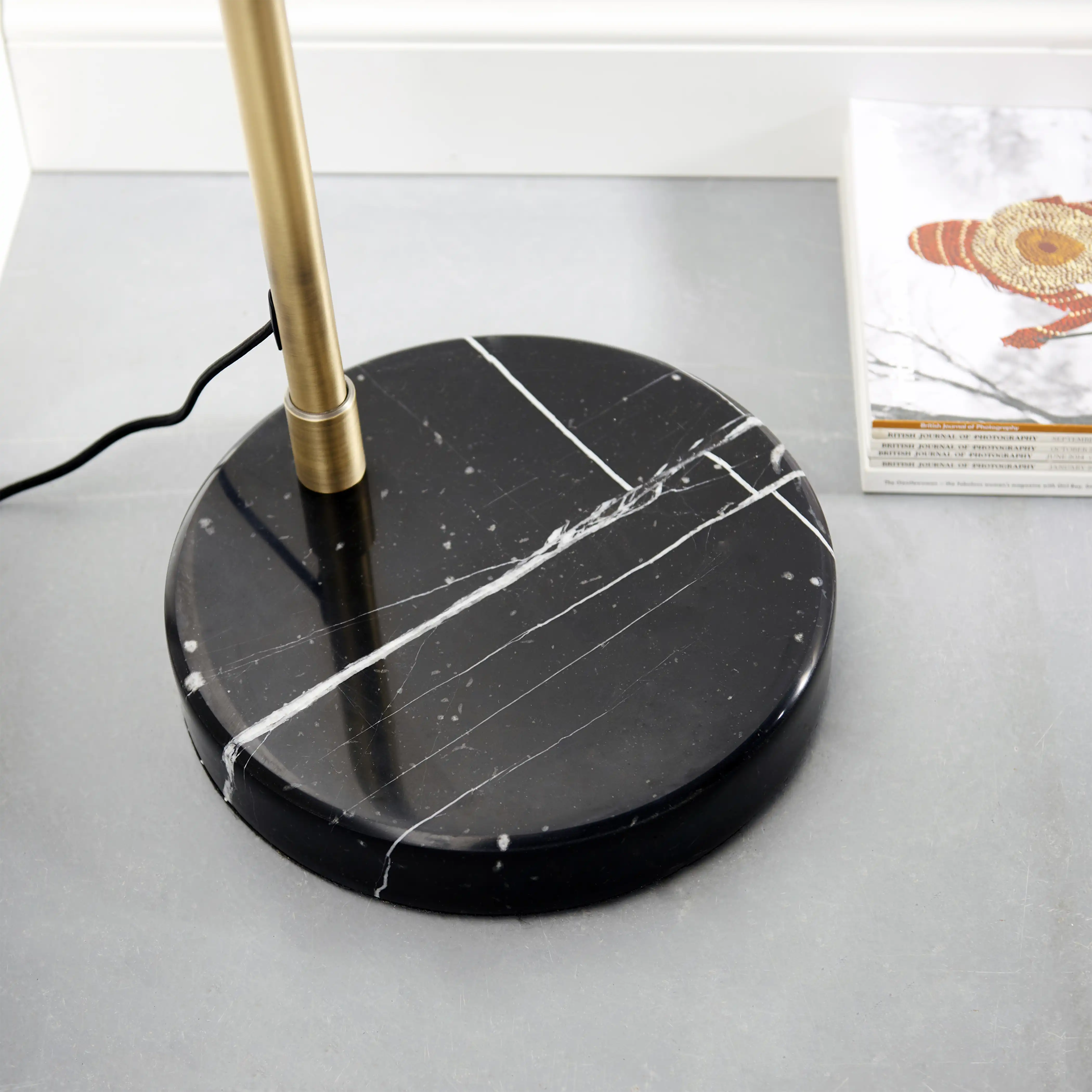 Otto Arched Floor Lamp | Opal & Black - Image 4