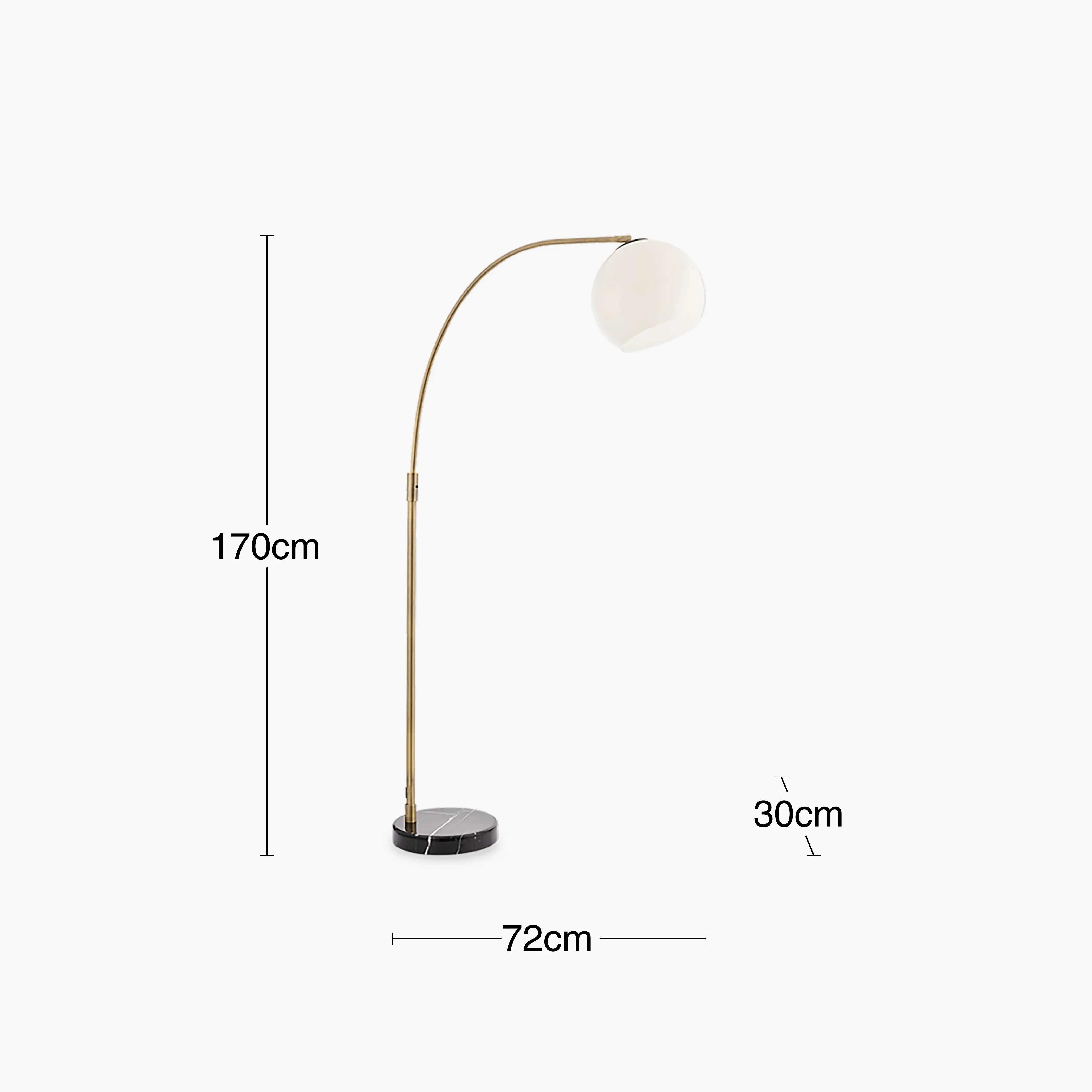 Otto Arched Floor Lamp | Opal & Black - Image 8