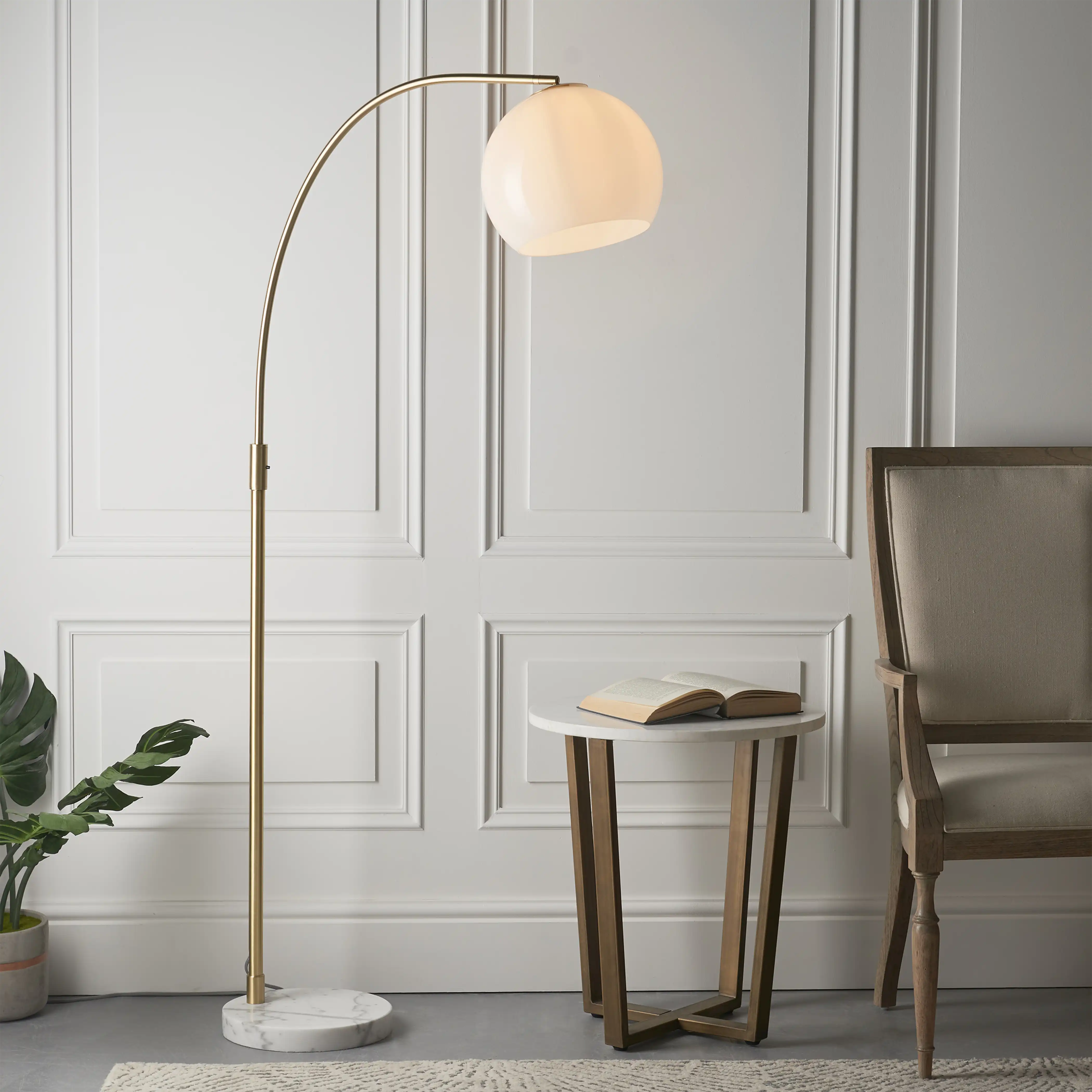 Otto Arched Floor Lamp | Opal & White - Image 2