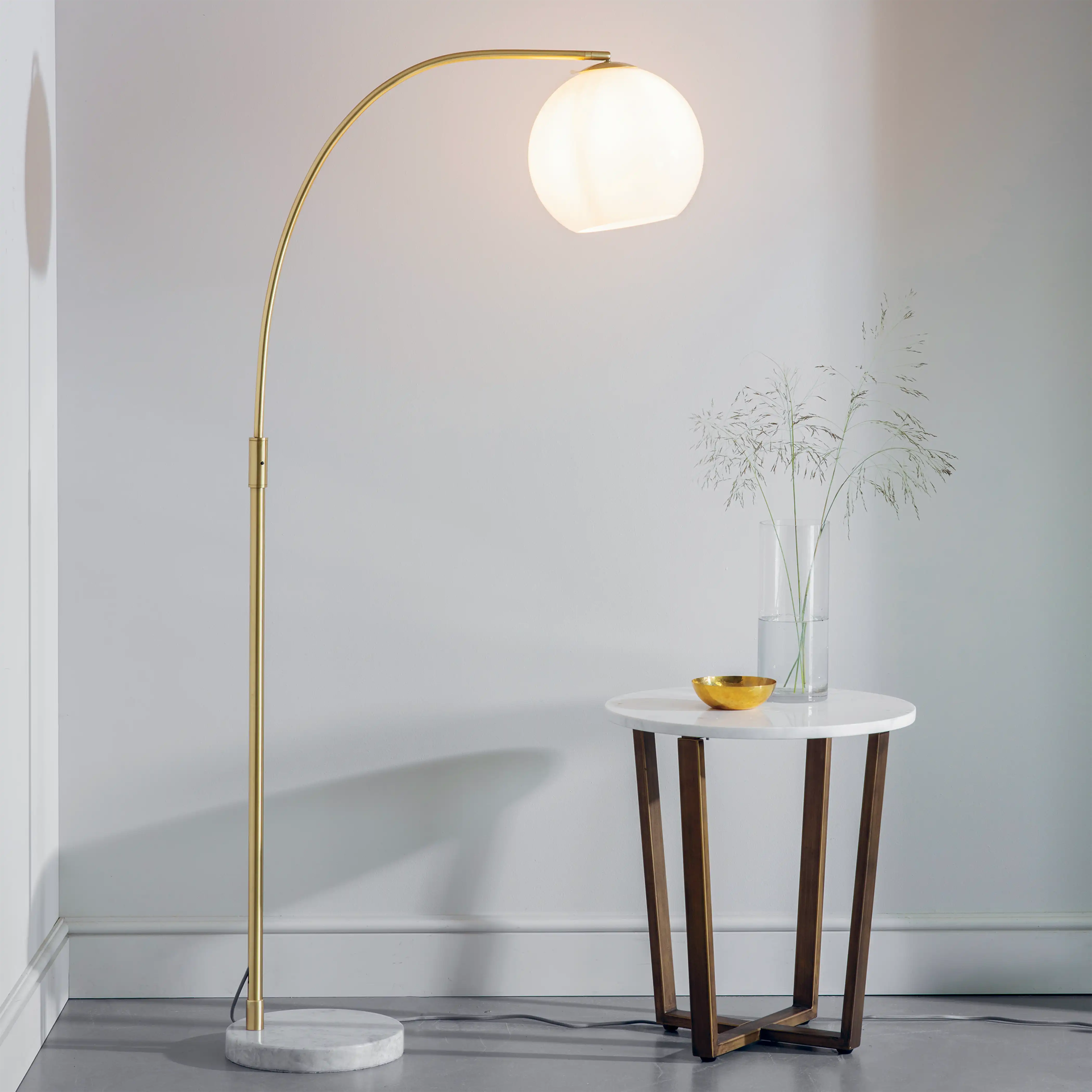 Otto Arched Floor Lamp | Opal & White - Image 4