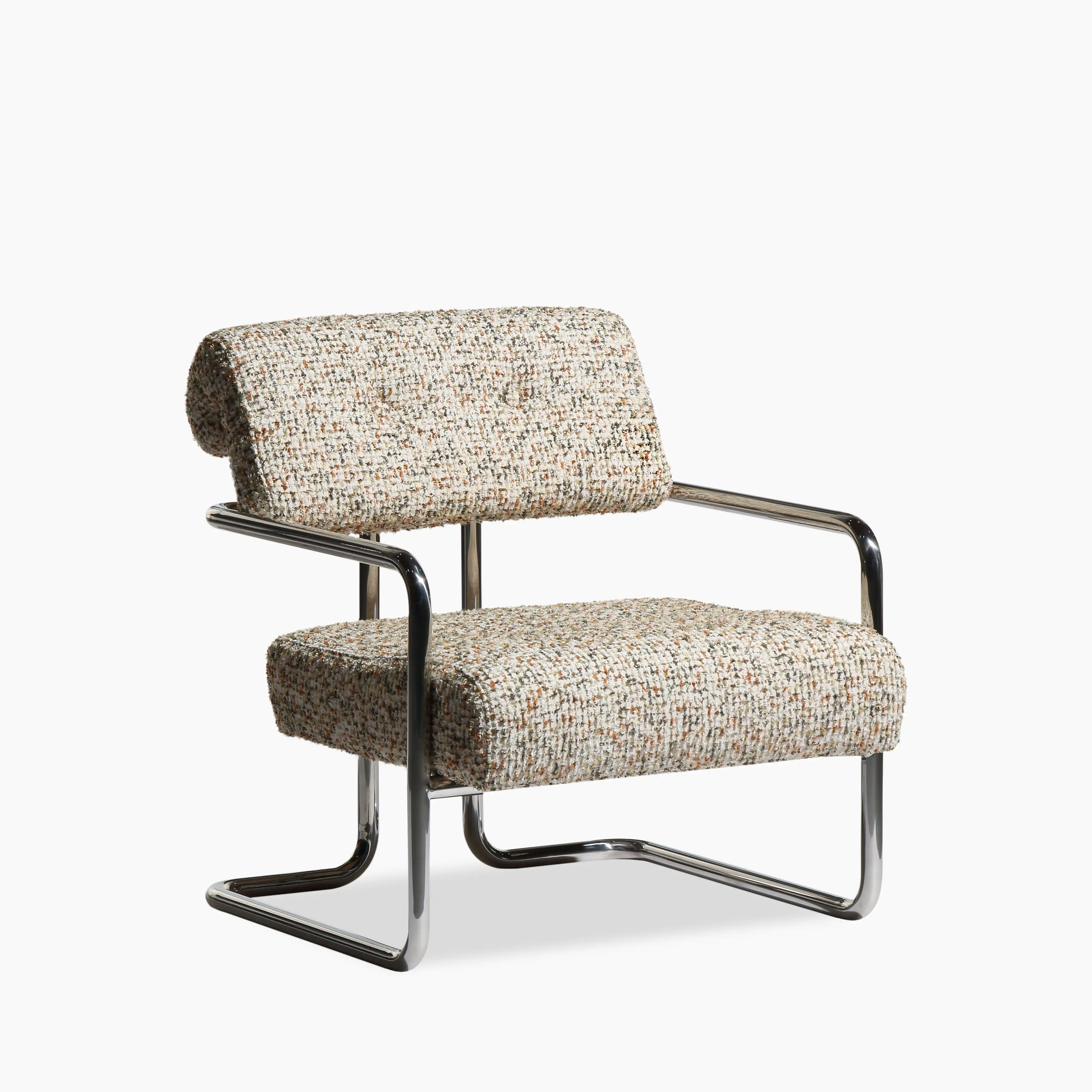 Paddington Accent Chair | Speckled Nougat Boucle & Chrome - Image 2