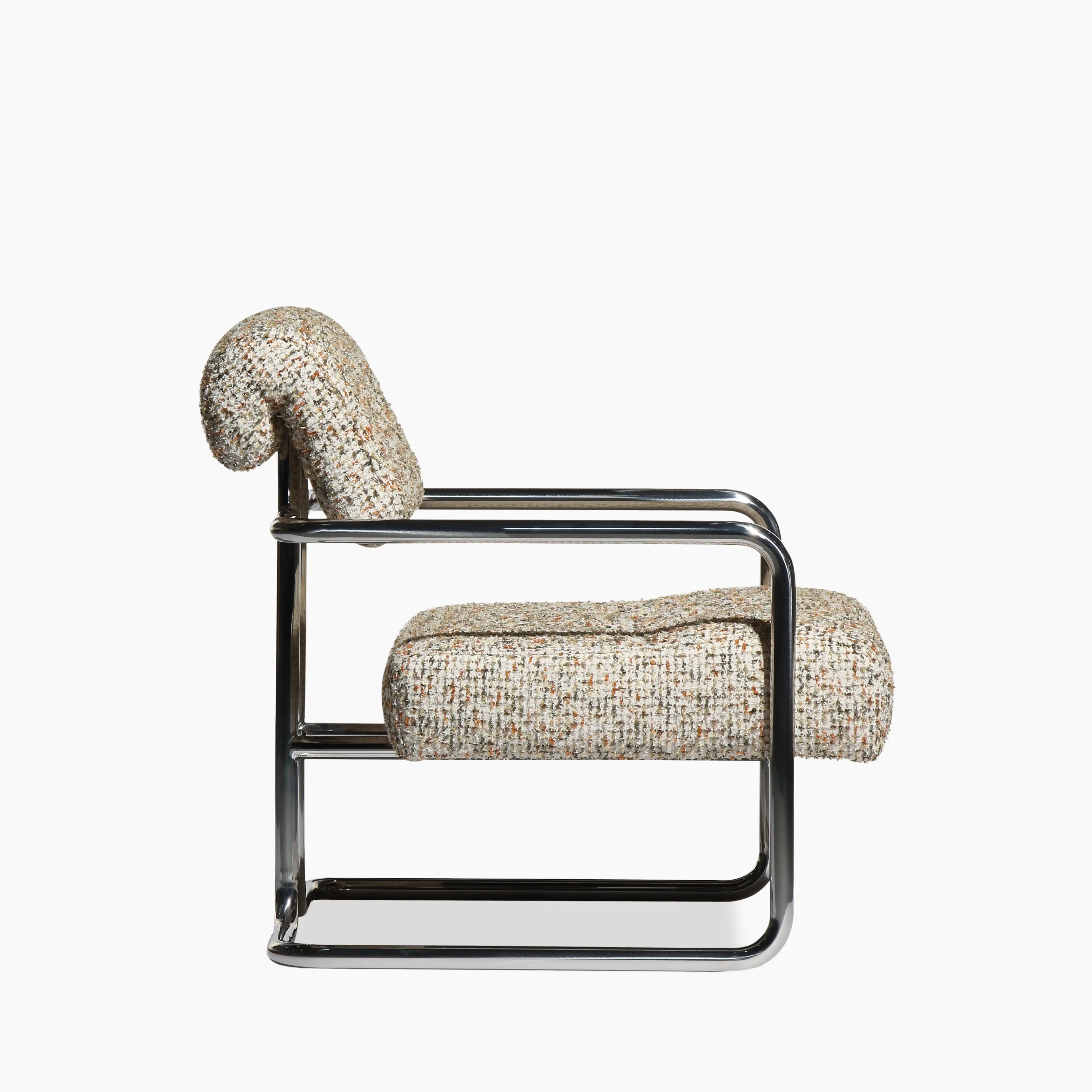 Paddington Accent Chair | Speckled Nougat Boucle & Chrome - Image 5