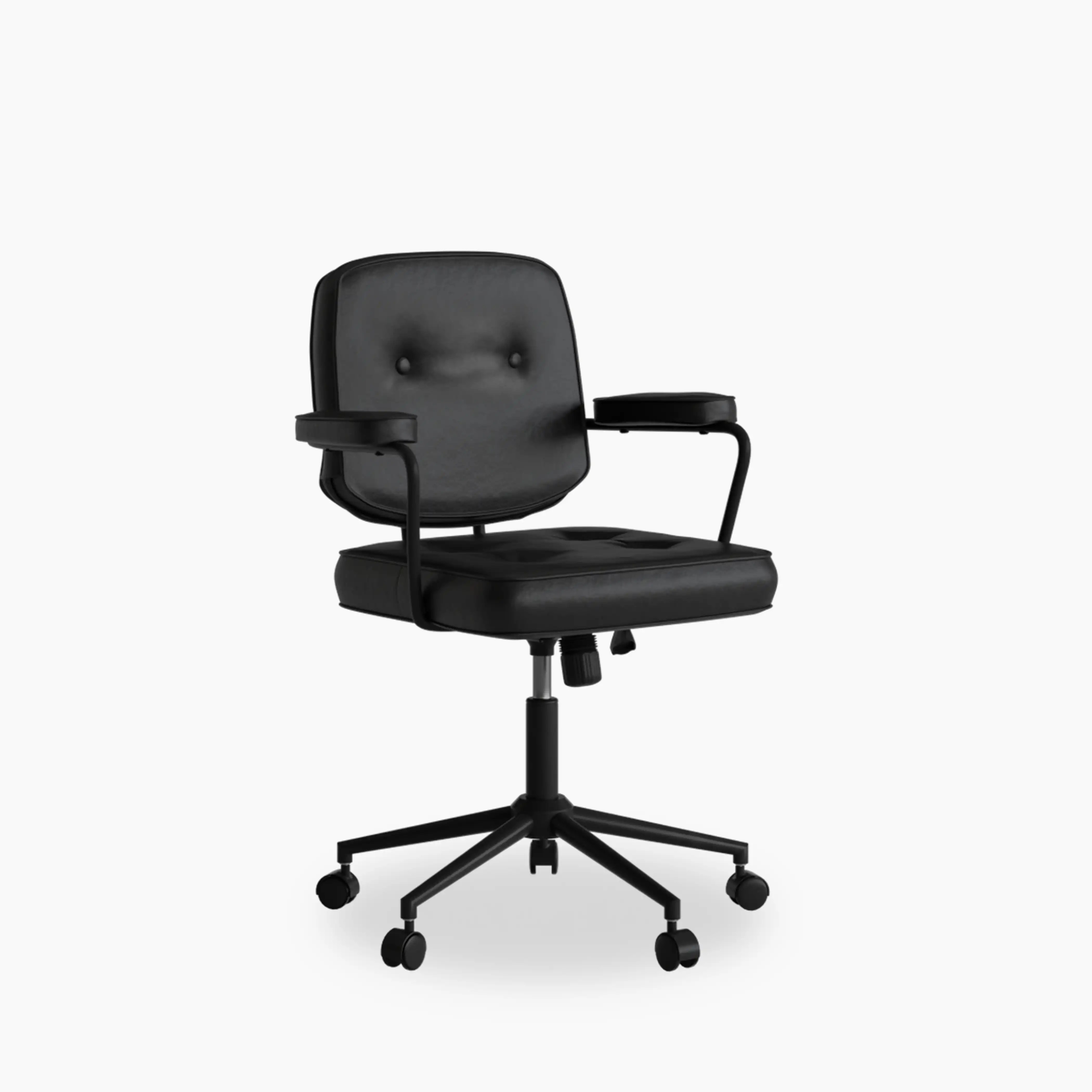 Paige Office Chair | Vintage Black Faux Leather & Black - Image 2