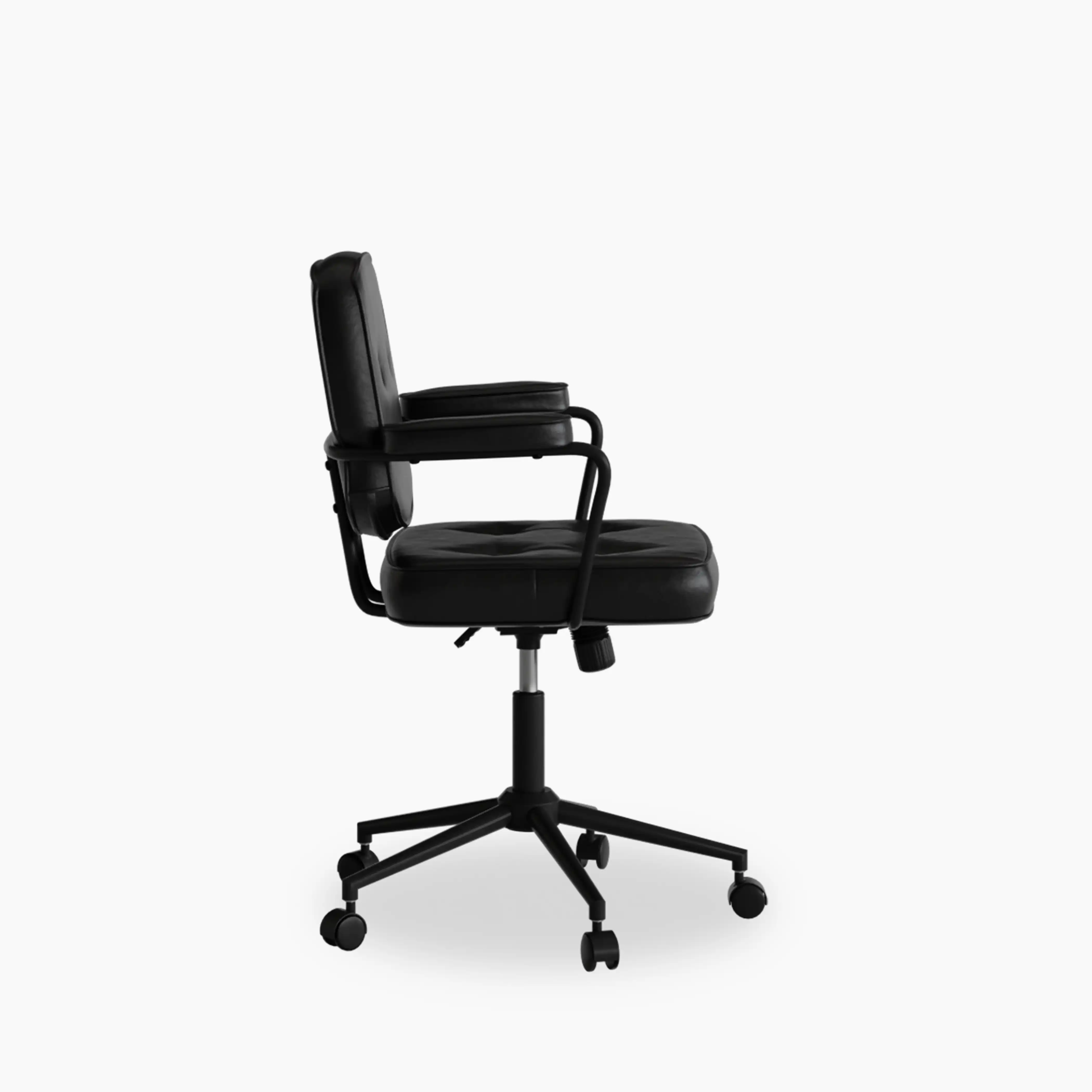 Paige Office Chair | Vintage Black Faux Leather & Black - Image 4
