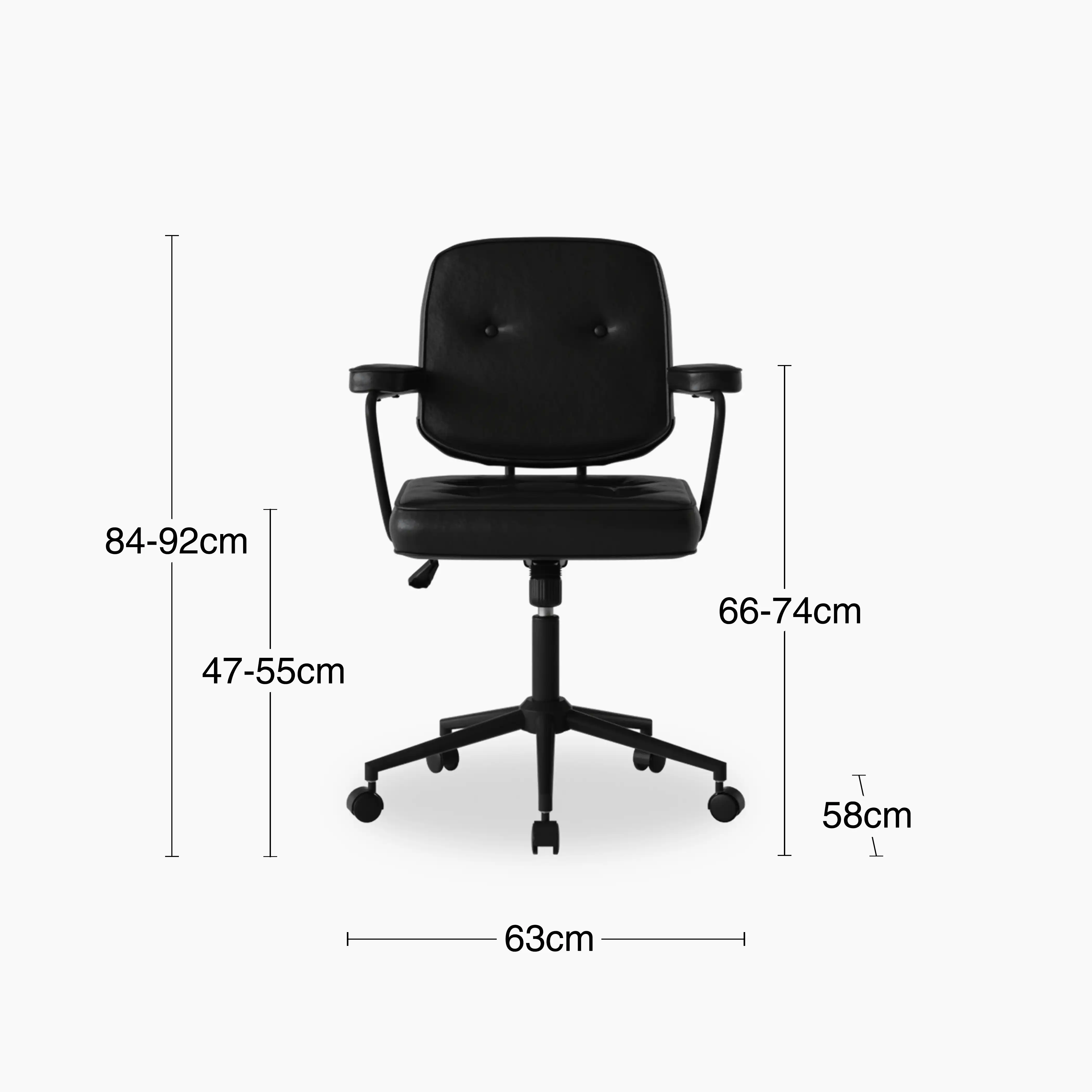 Paige Office Chair | Vintage Black Faux Leather & Black - Image 7
