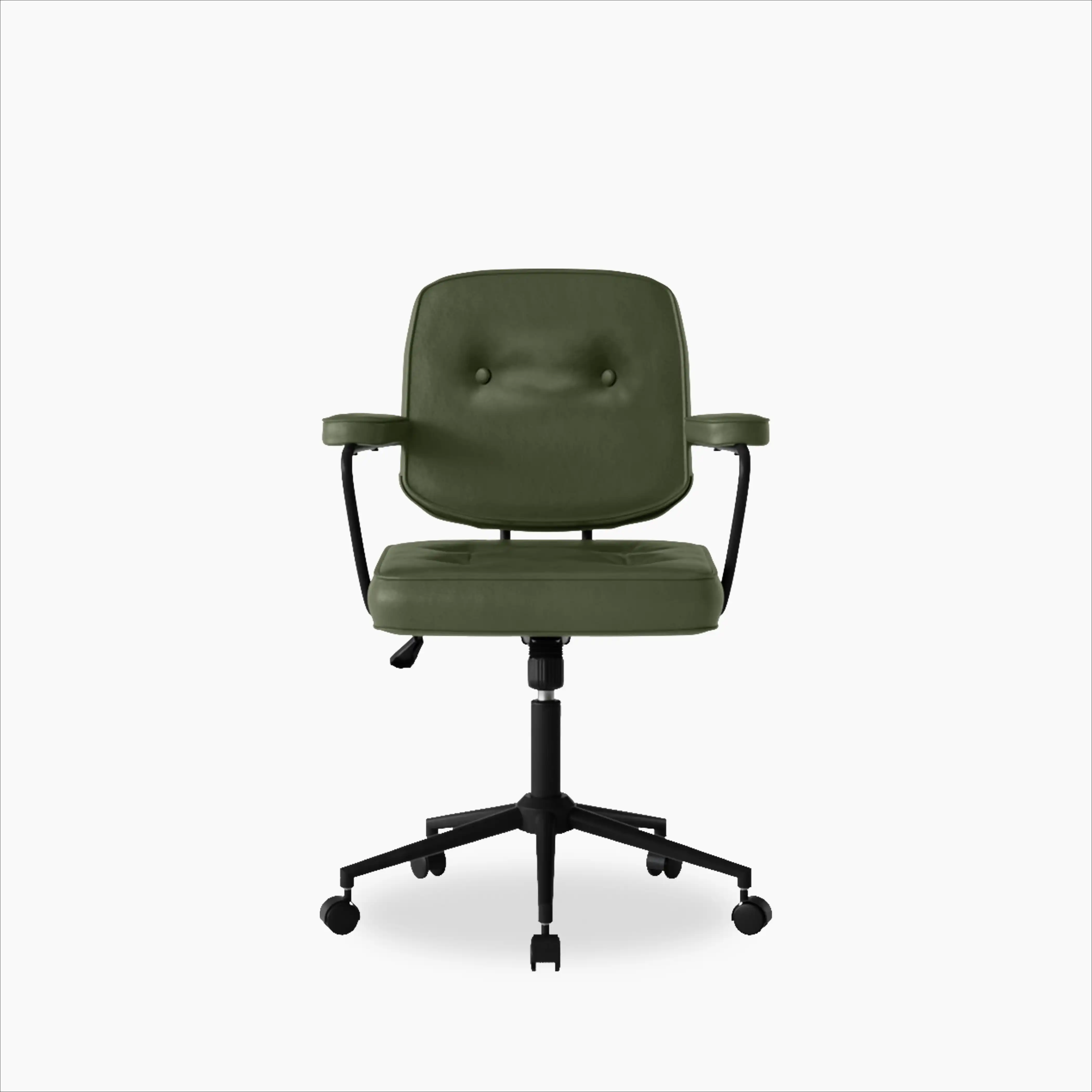 Paige Office Chair | Vintage Green Faux Leather & Black - Image 2