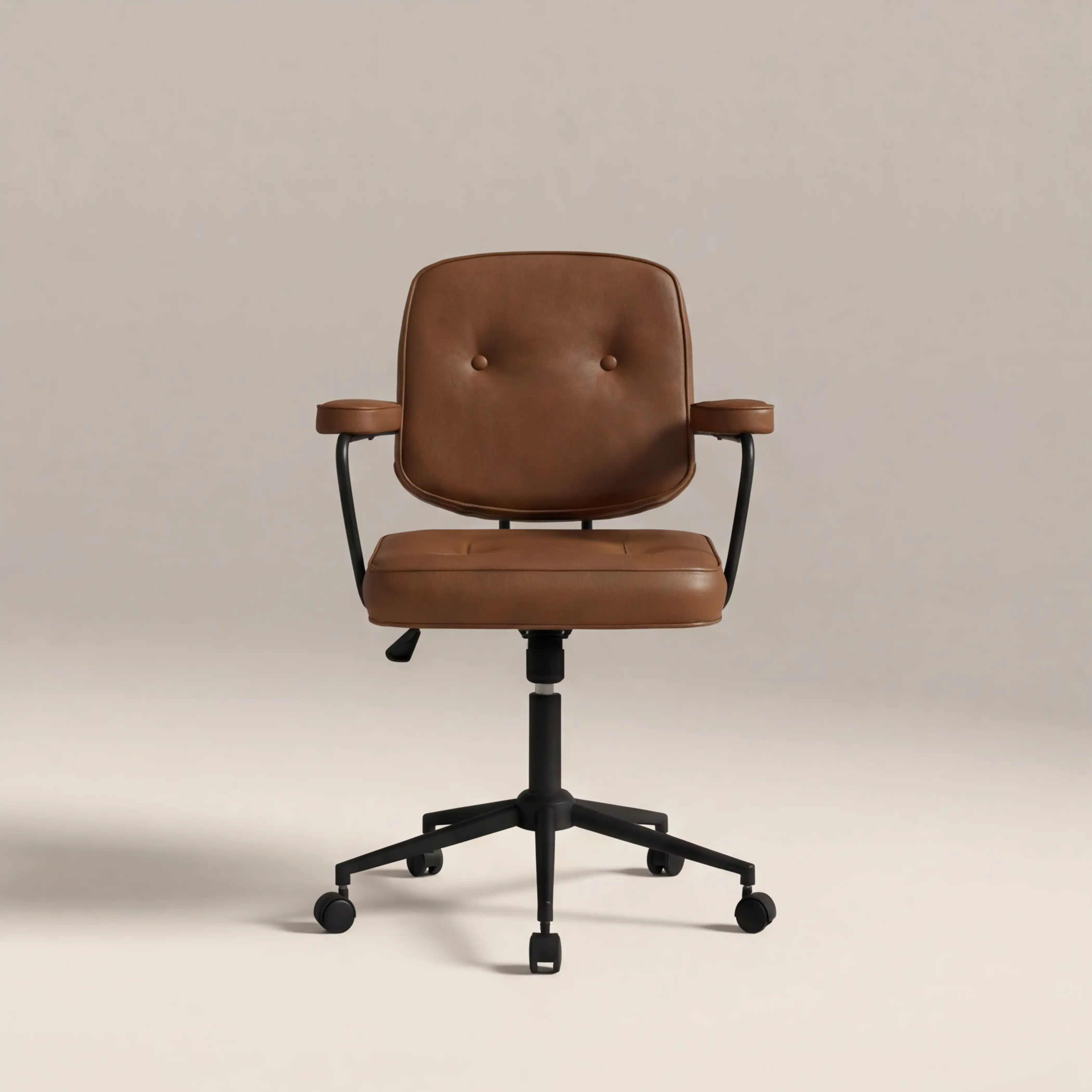 Paige Office Chair | Vintage Tan Faux Leather & Black - Image 2